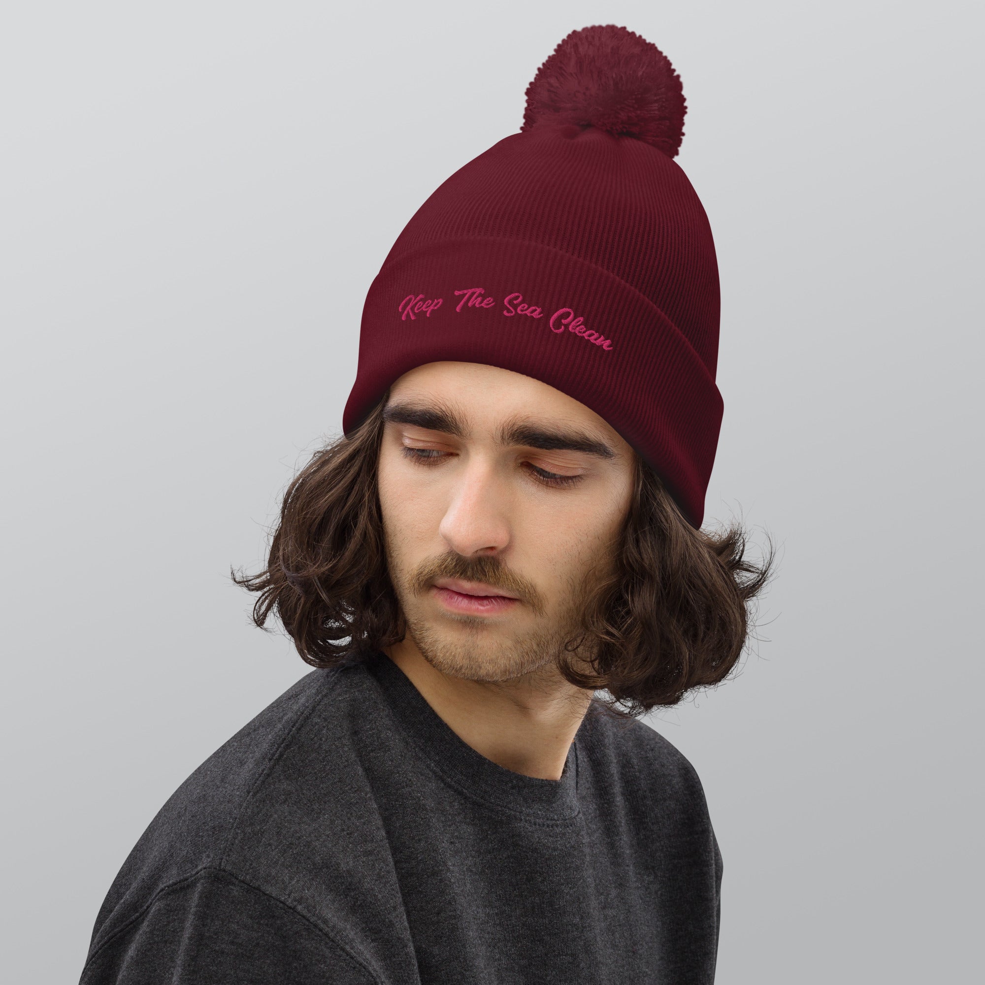 Pom pom beanie Keep The Sea Clean Flamingo