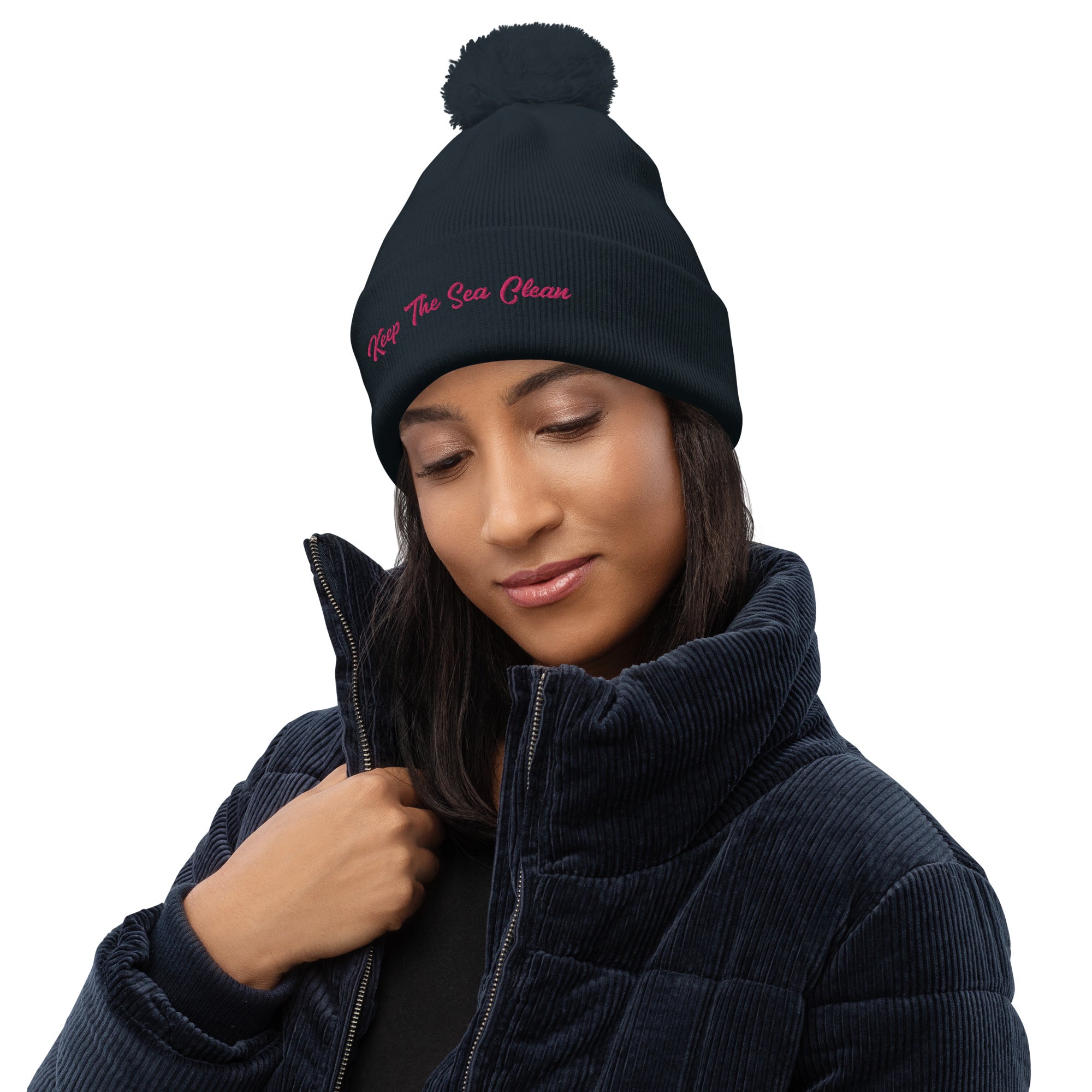 Pom pom beanie Keep The Sea Clean Flamingo