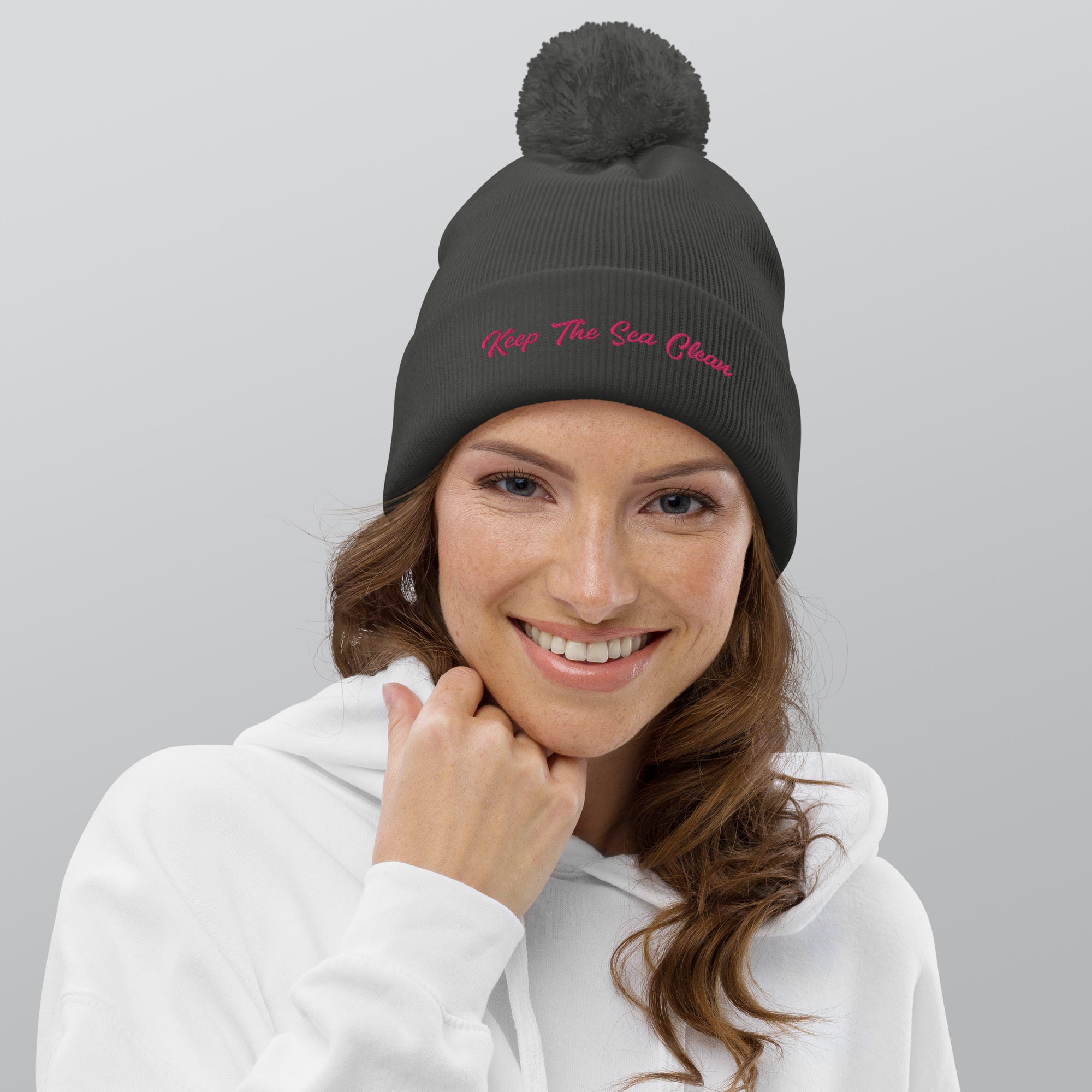 Pom pom beanie Keep The Sea Clean Flamingo