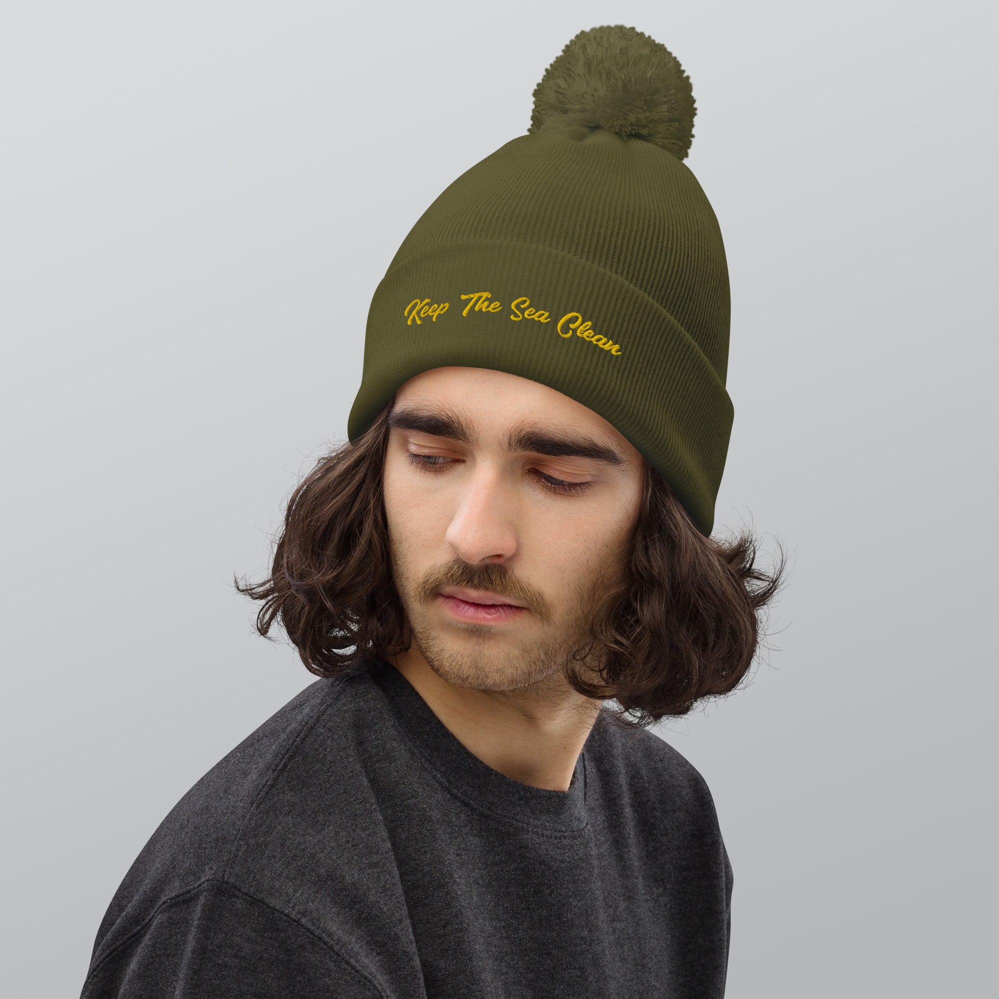 Pom pom beanie Keep The Sea Clean Gold