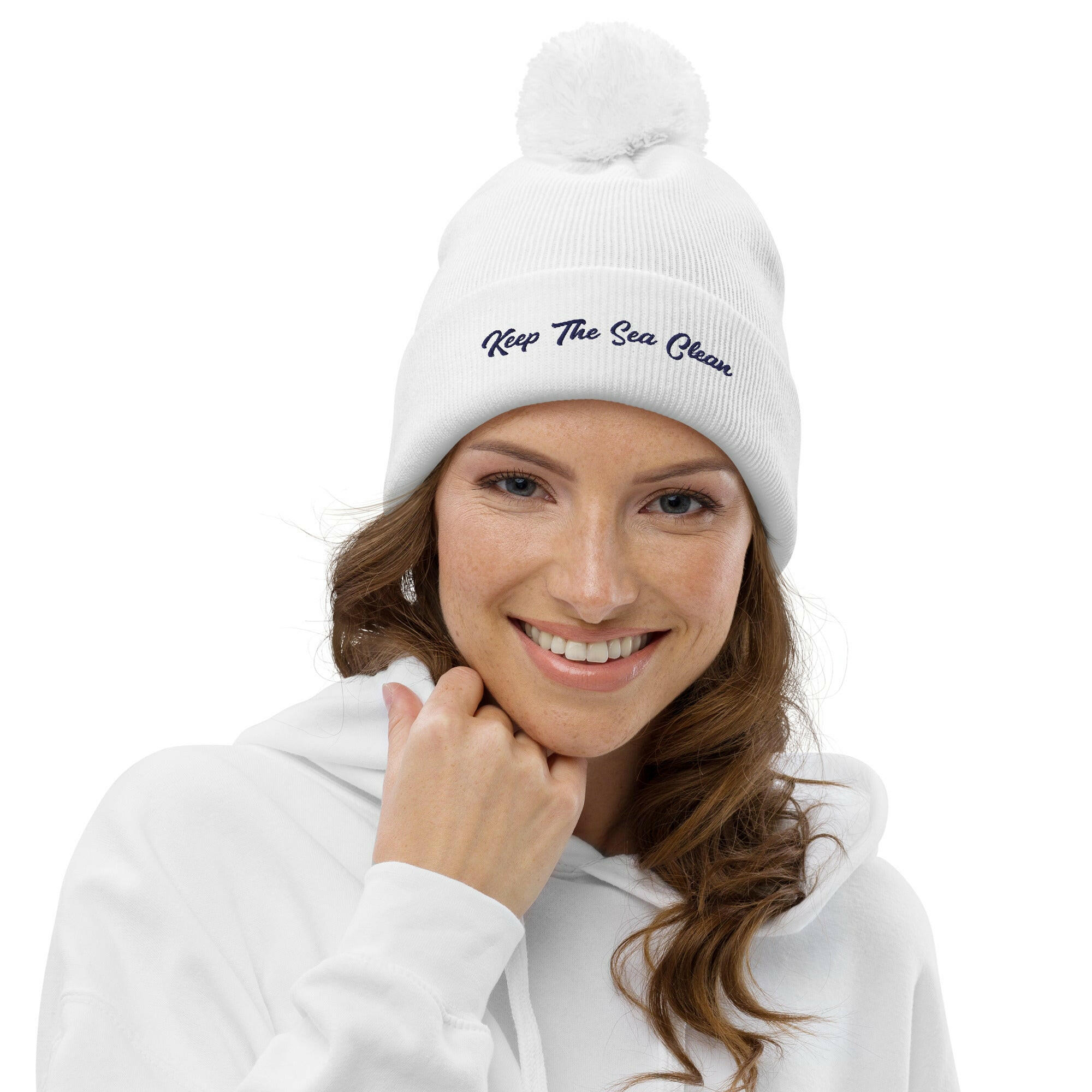 Pom pom beanie Keep The Sea Clean Navy