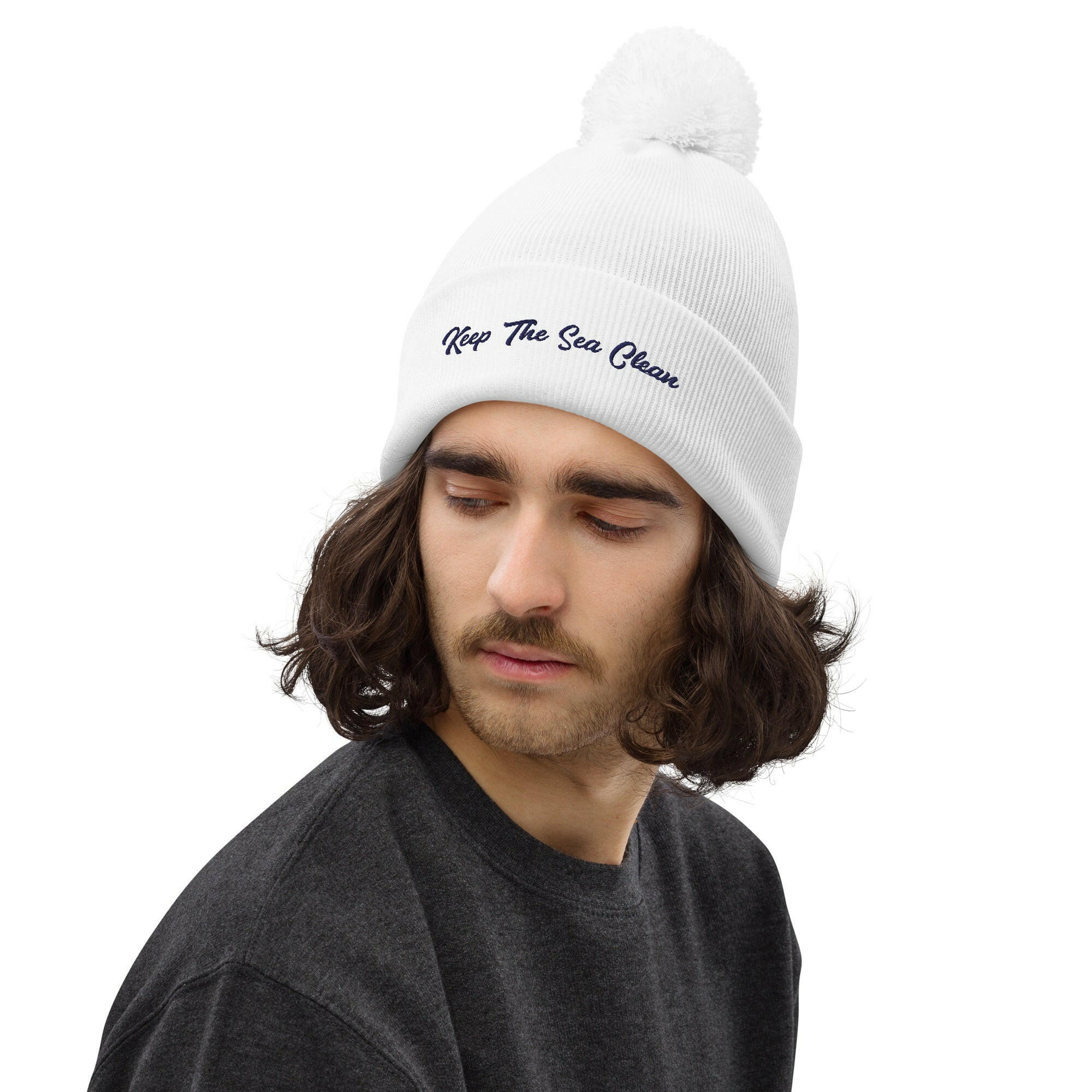 Pom pom beanie Keep The Sea Clean Navy