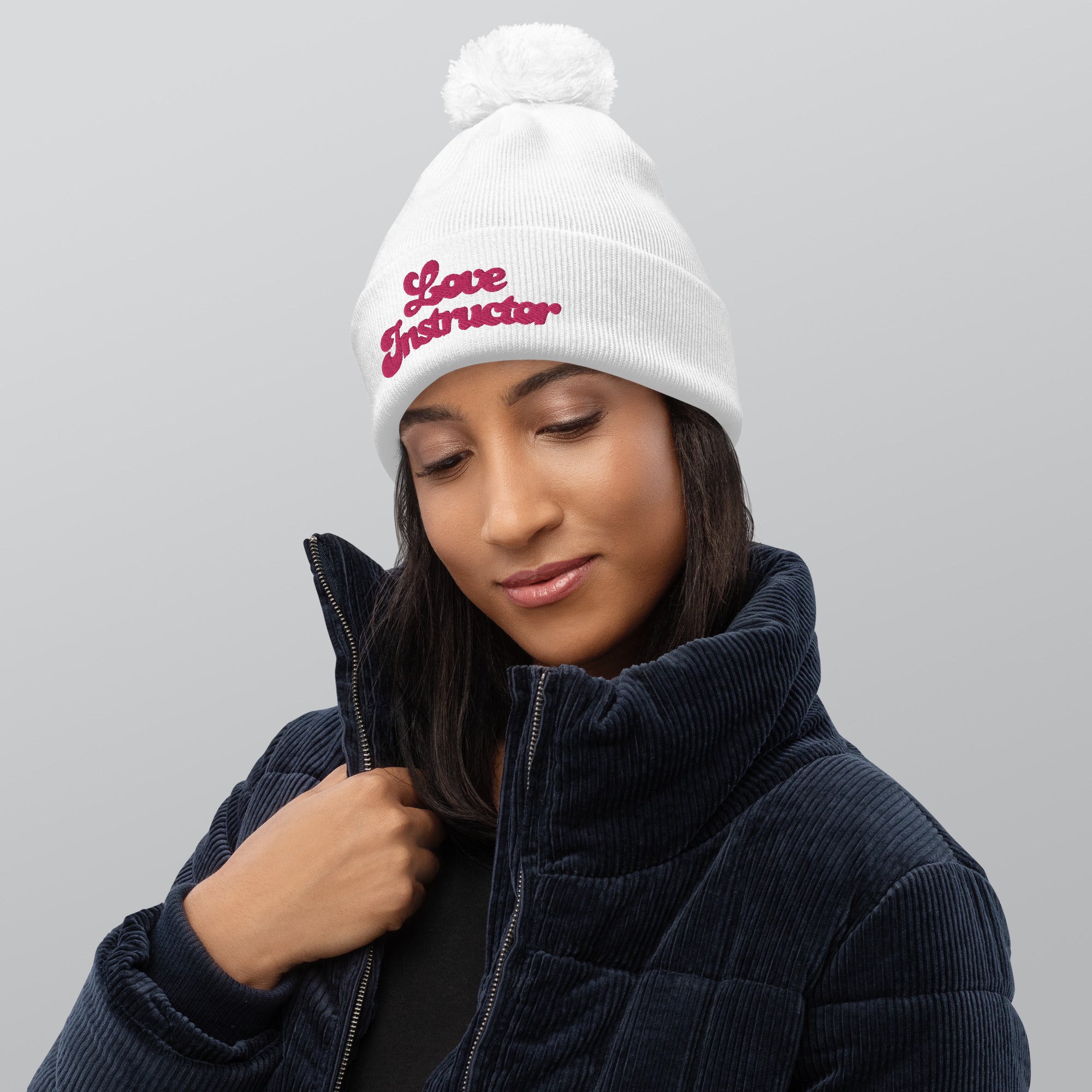 Pom pom beanie Love Instructor Flamingo