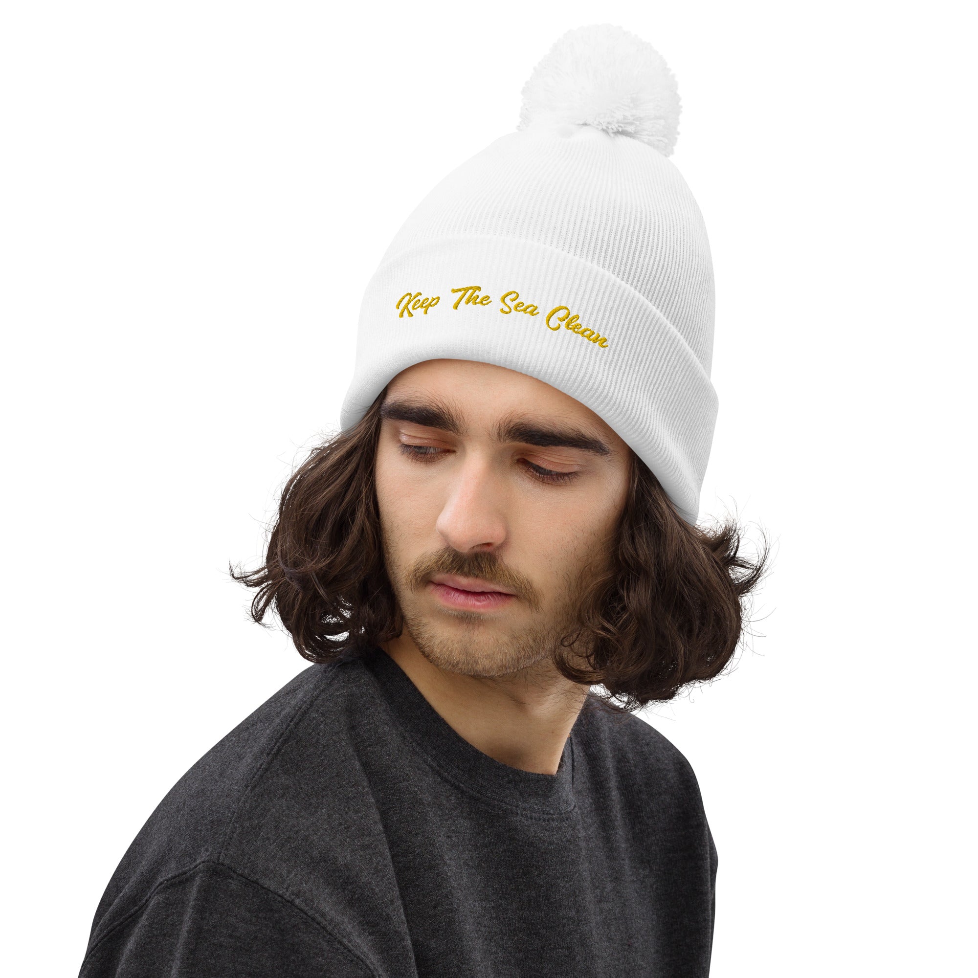 Pom pom beanie Keep The Sea Clean Gold