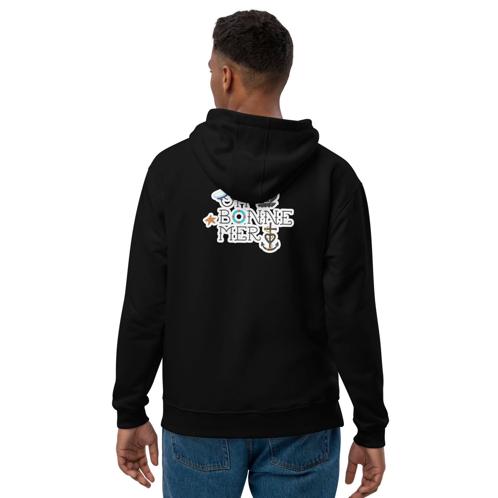 Sweat à capuche premium écologique Oh Bonne Mer 3 grand motif dans le dos