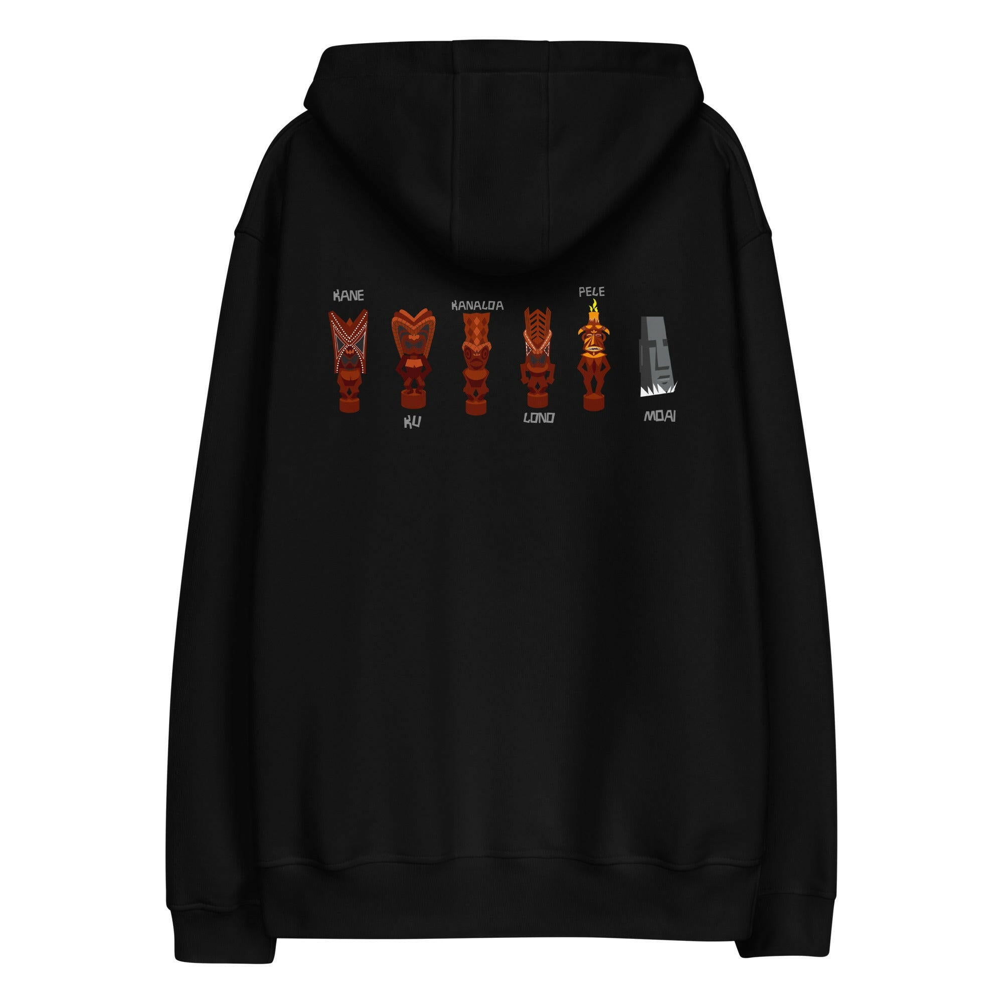 Premium eco hoodie Ku Tiki God (front) + Tiki Gods (back)