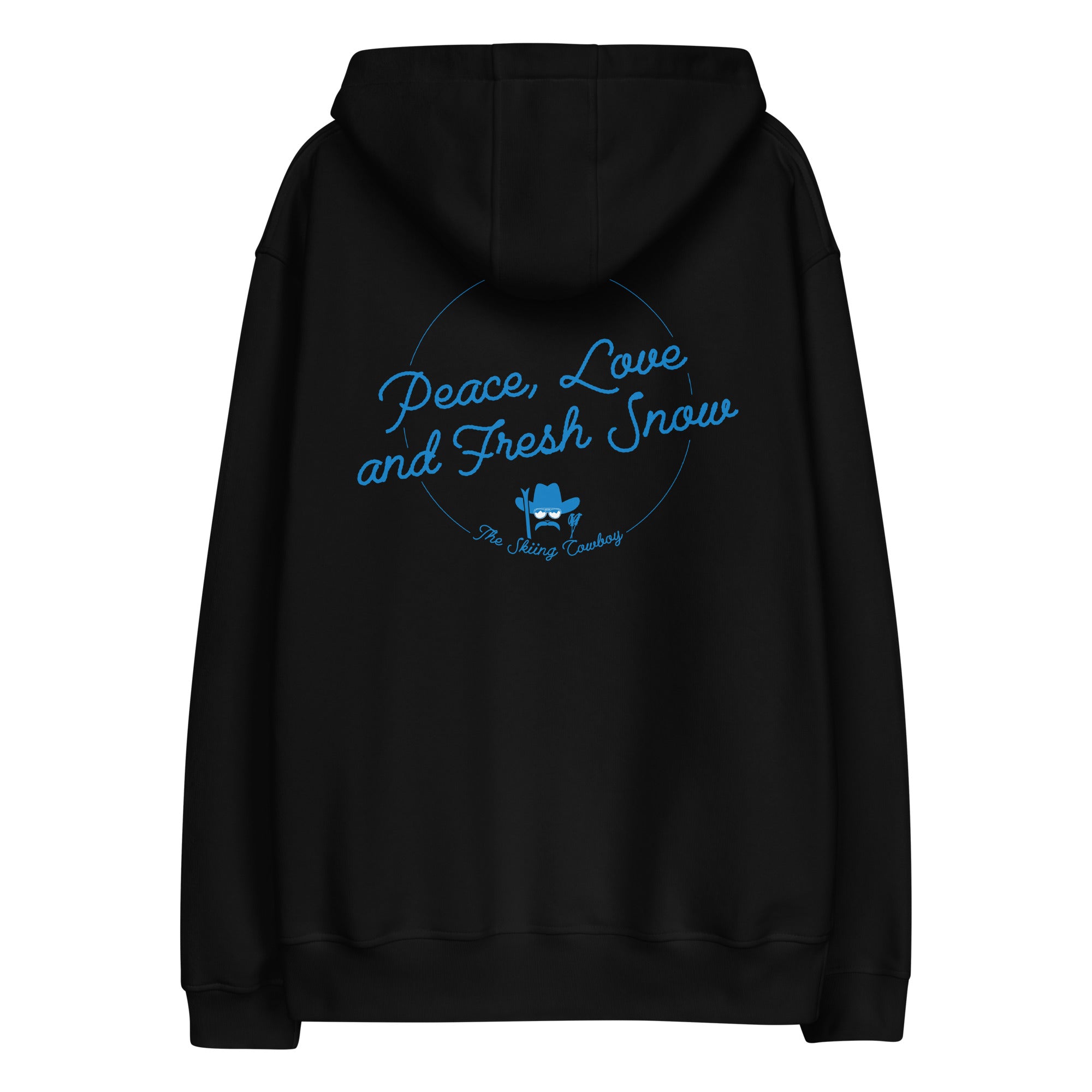 Premium eco hoodie Peace, Love and Fresh Snow (front & back)