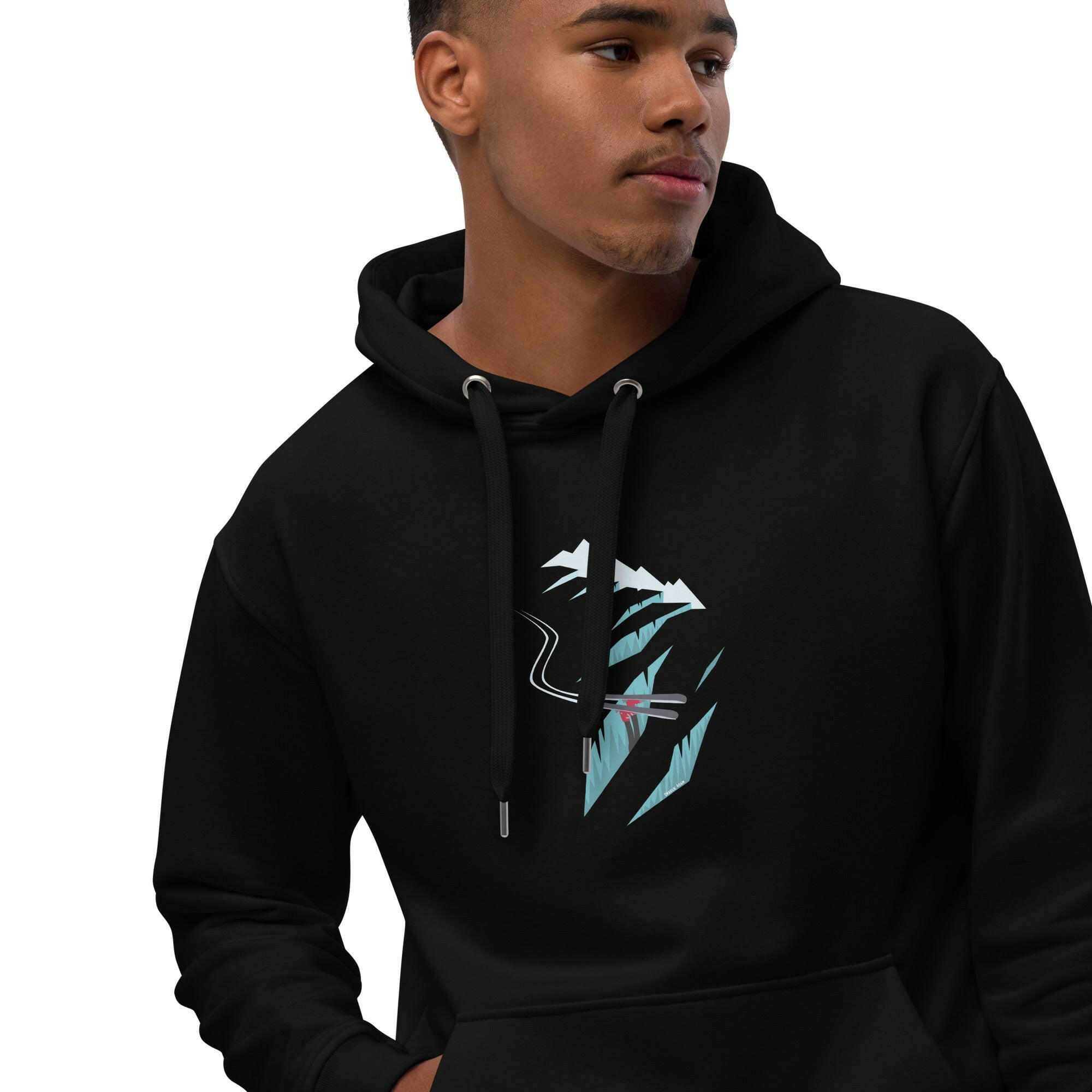 Premium eco hoodie Skier in a crevasse