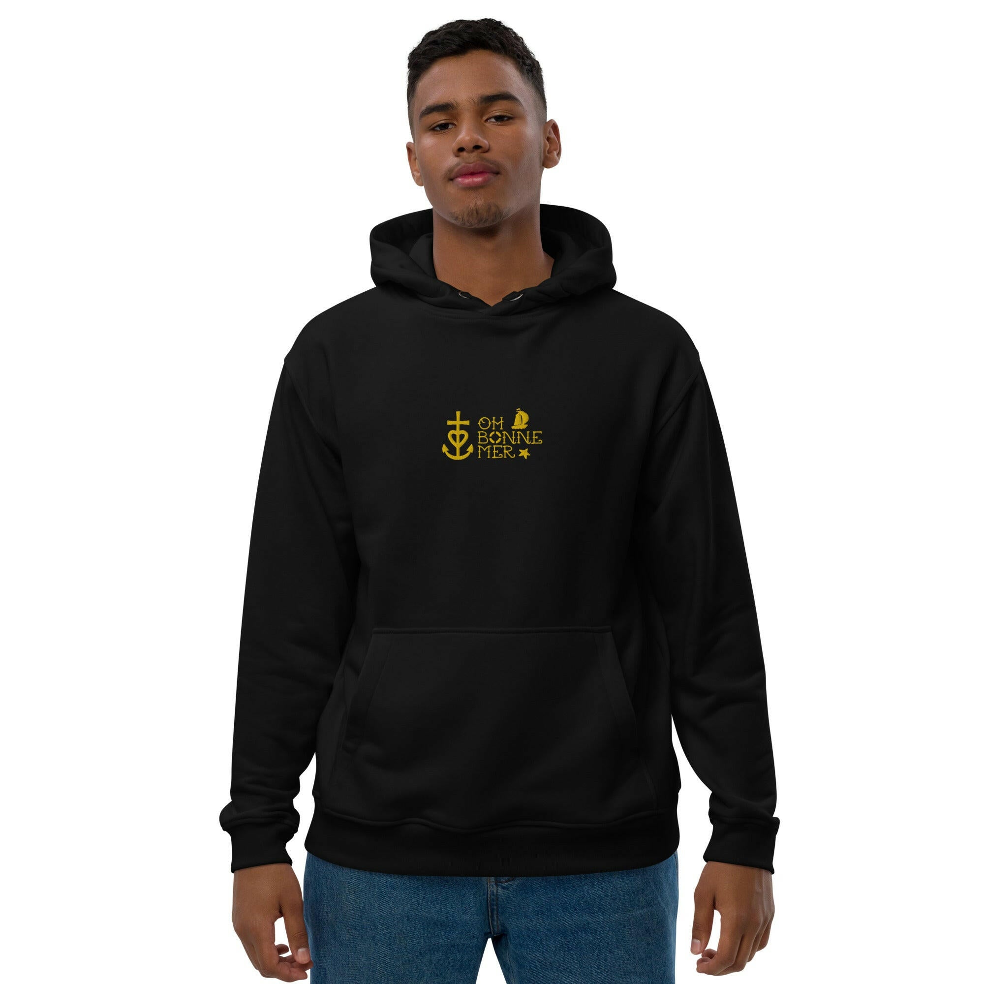 Premium eco hoodie Oh Bonne Mer 2 small embroided pattern on front