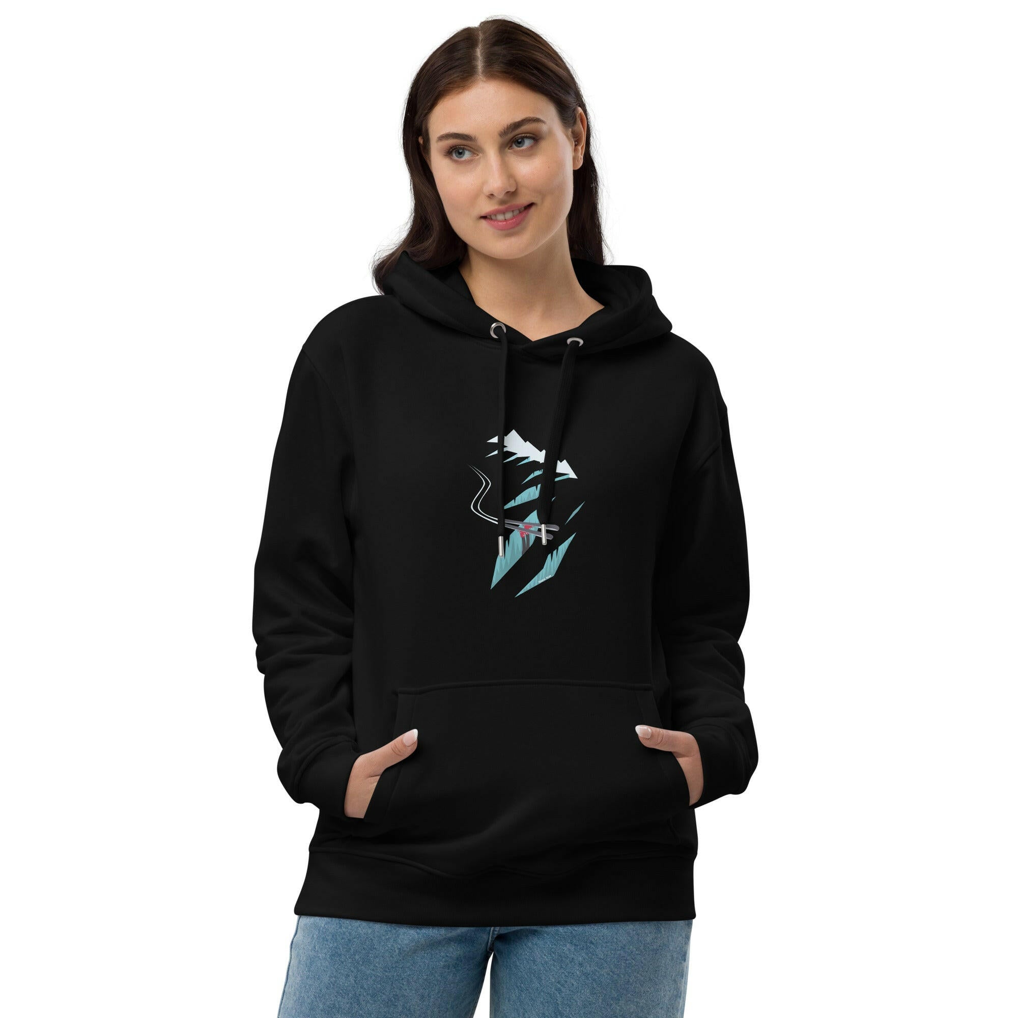 Premium eco hoodie Skier in a crevasse