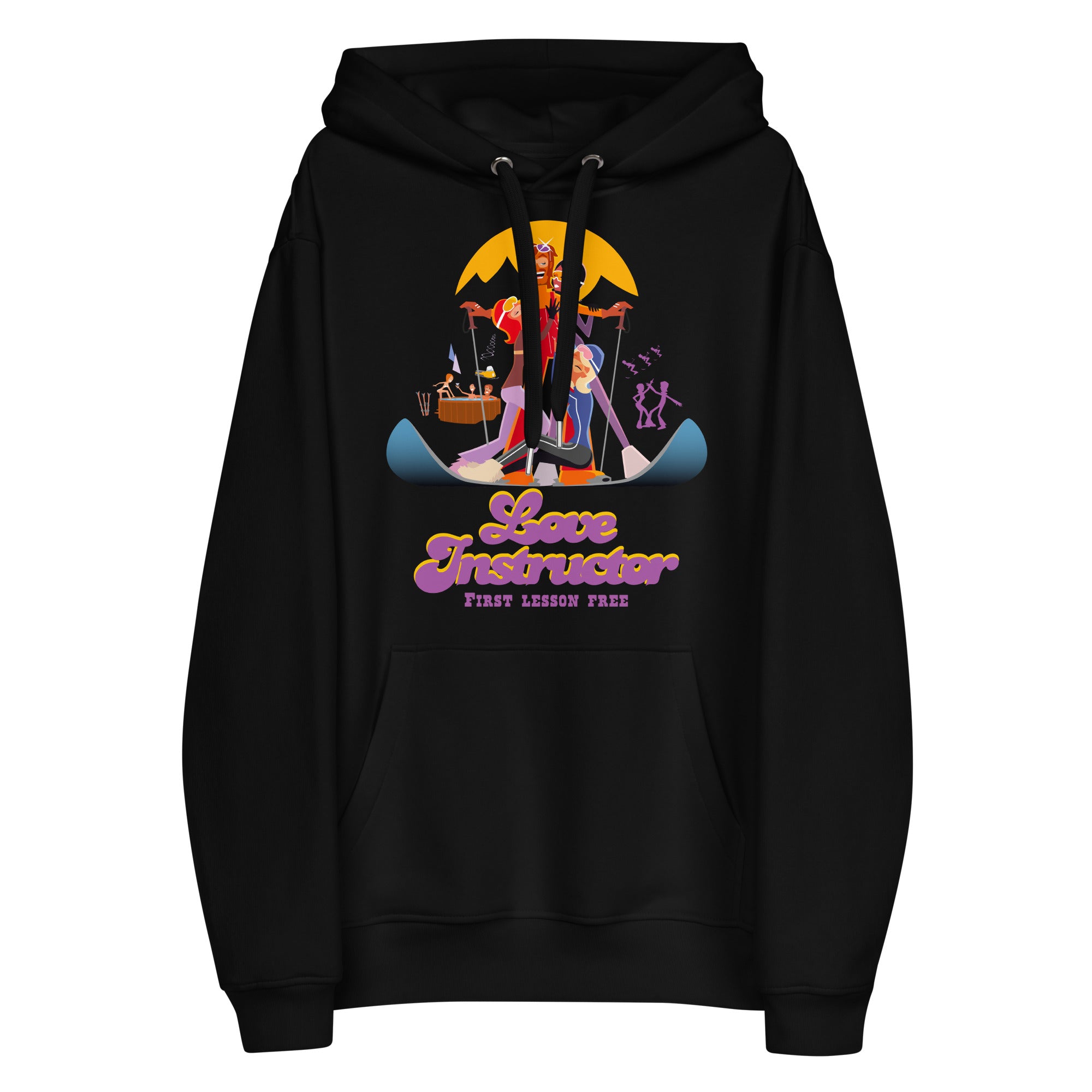 Premium eco hoodie Love Instructor First Lesson free (front)