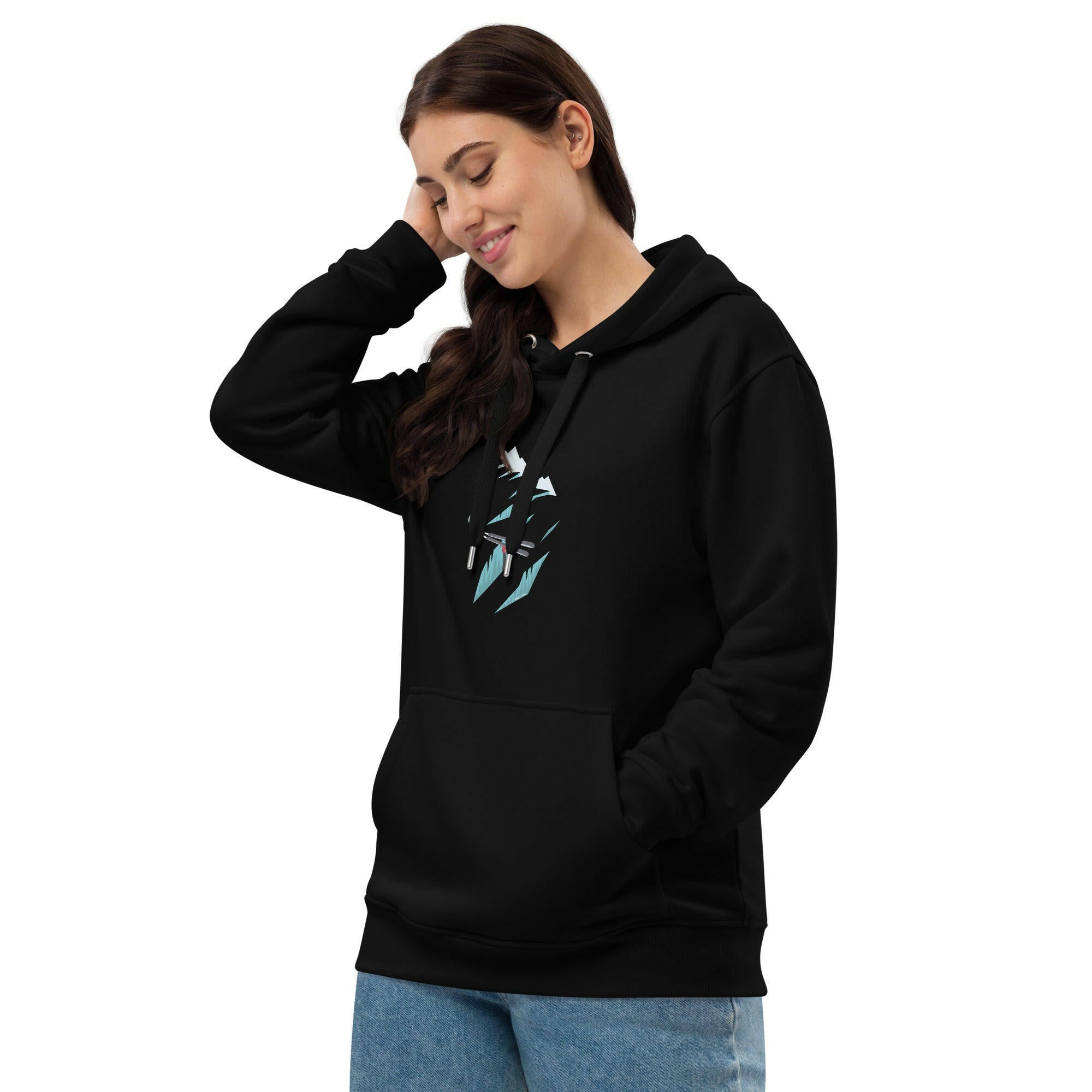 Premium eco hoodie Skier in a crevasse