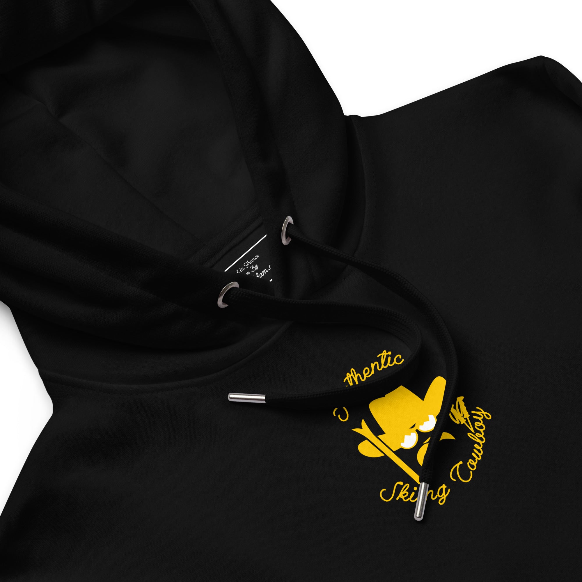 Premium eco hoodie Authentic Skiing Cowboy Gold (front & back)