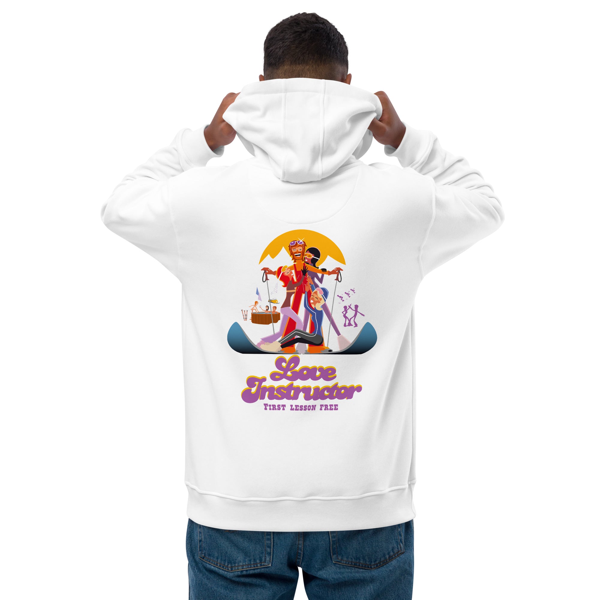 Premium eco hoodie Love Instructor First Lesson free (back)