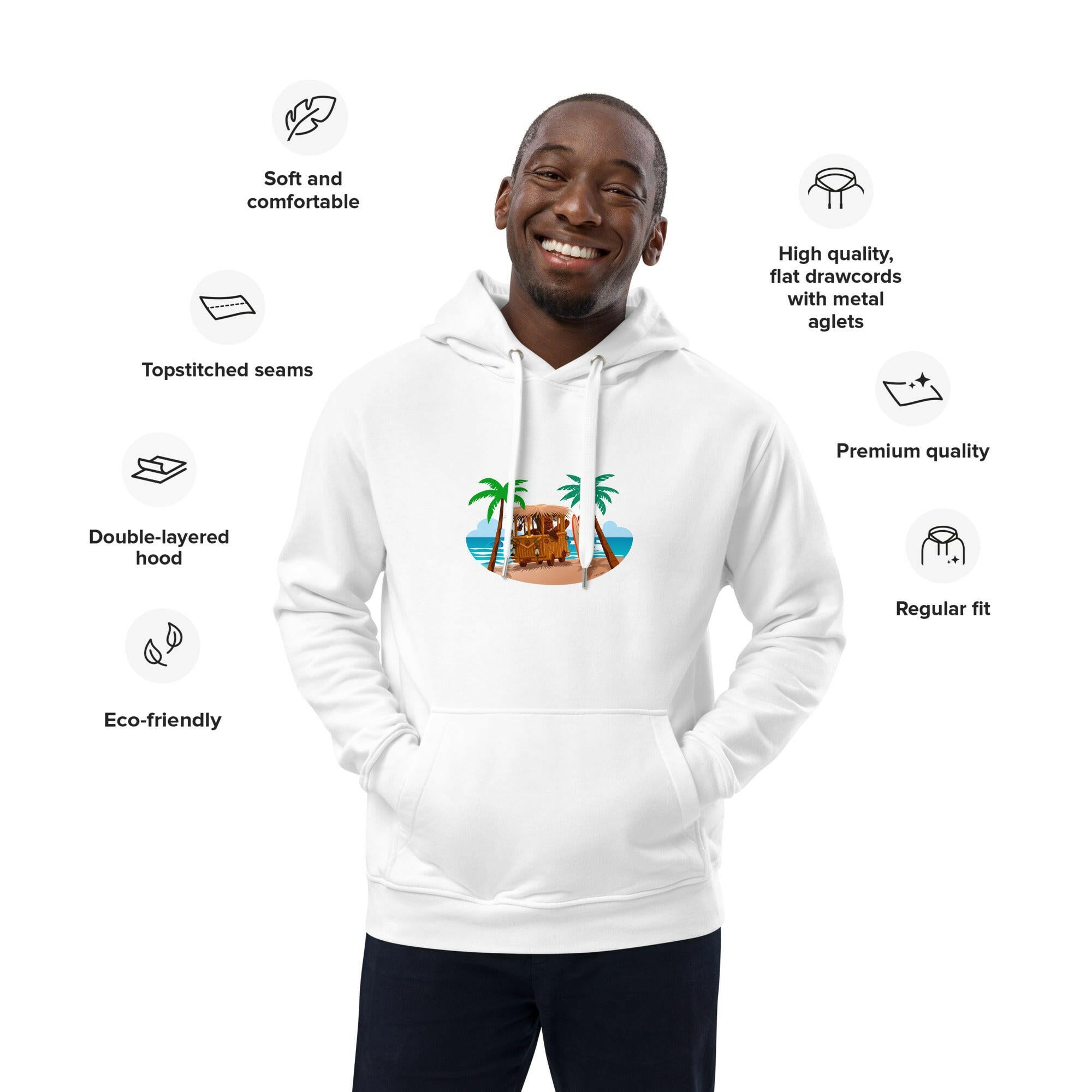 Premium eco hoodie Tiki Kombi (front & back)