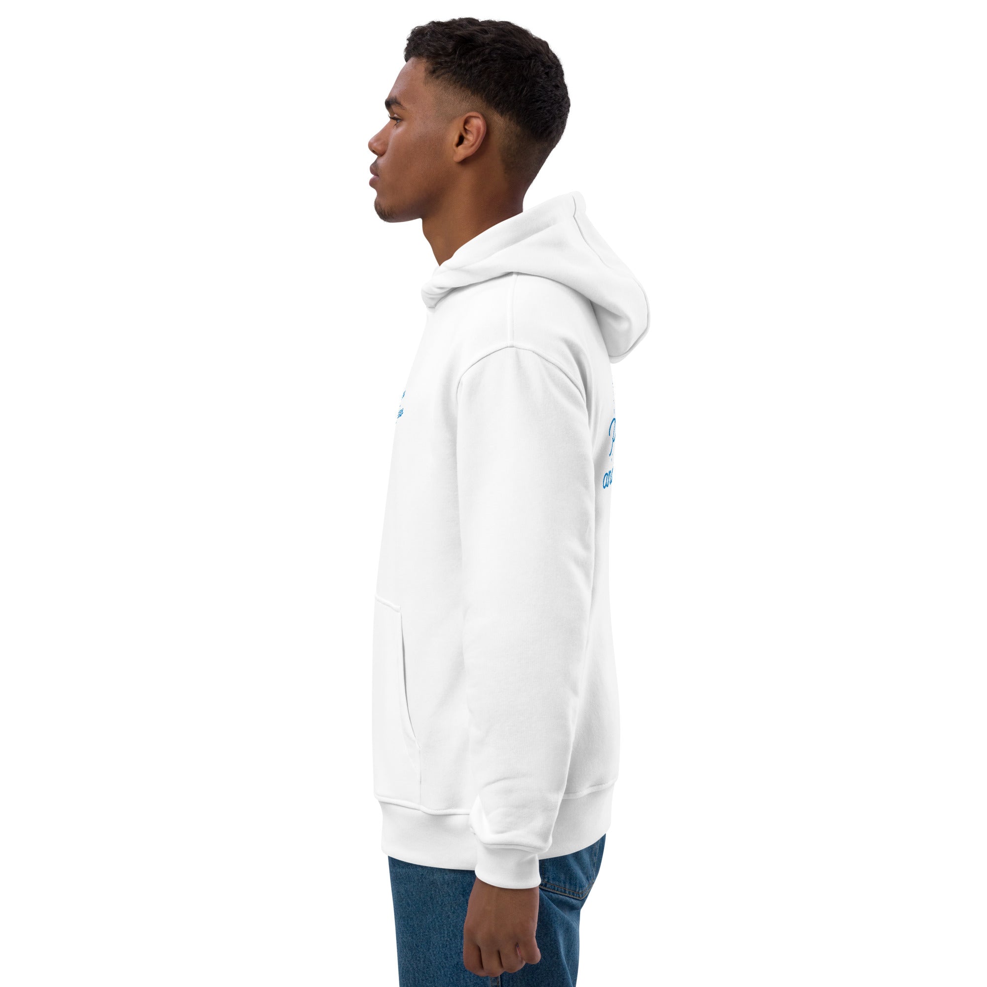 Premium eco hoodie Peace, Love and Fresh Snow (front & back)