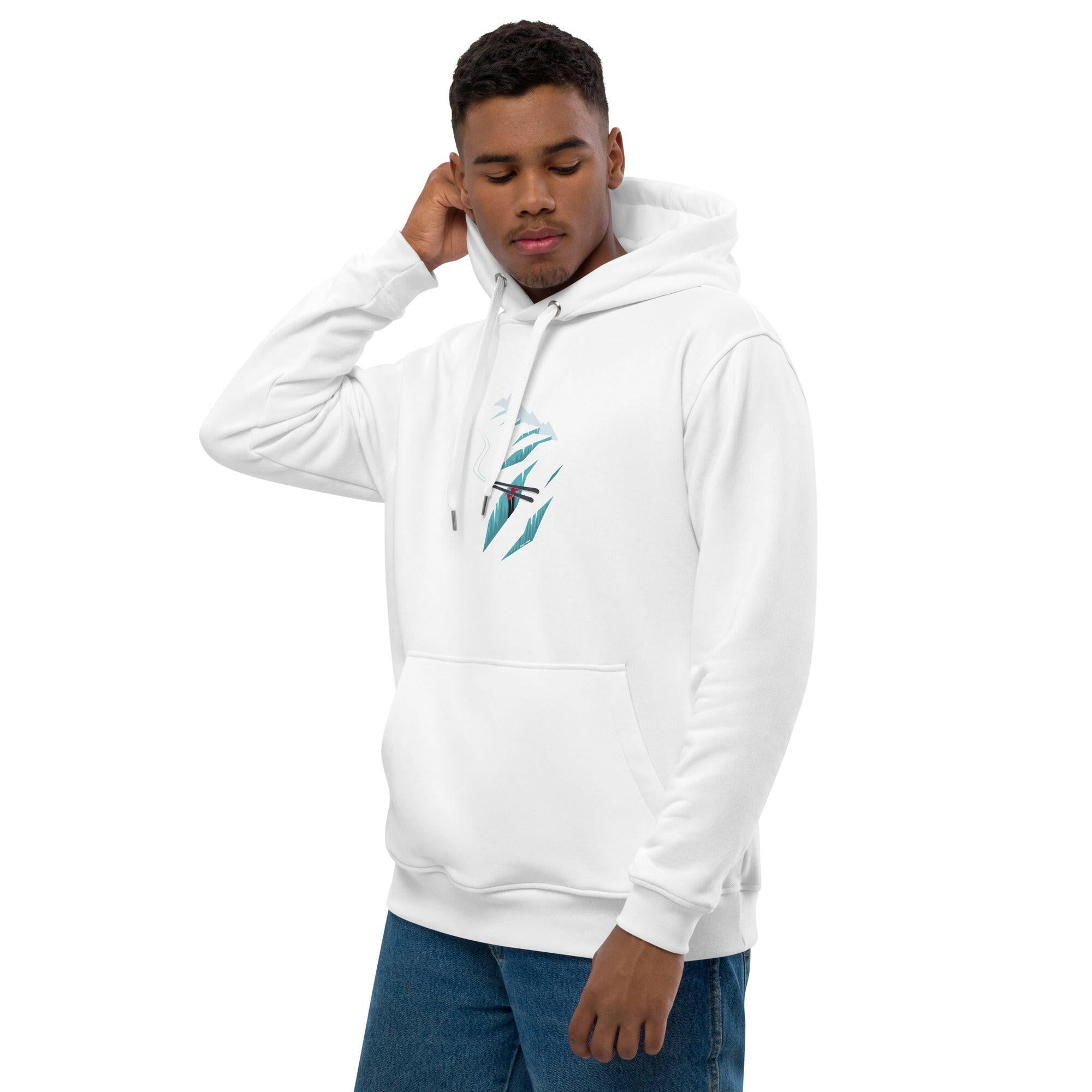 Premium eco hoodie Skier in a crevasse