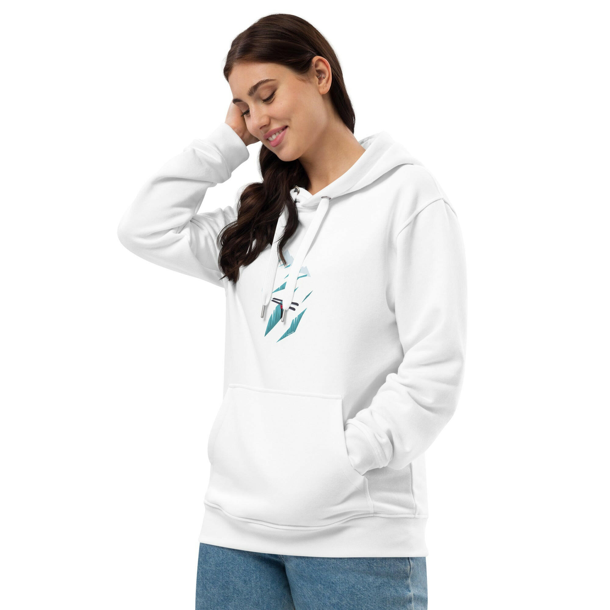 Premium eco hoodie Skier in a crevasse