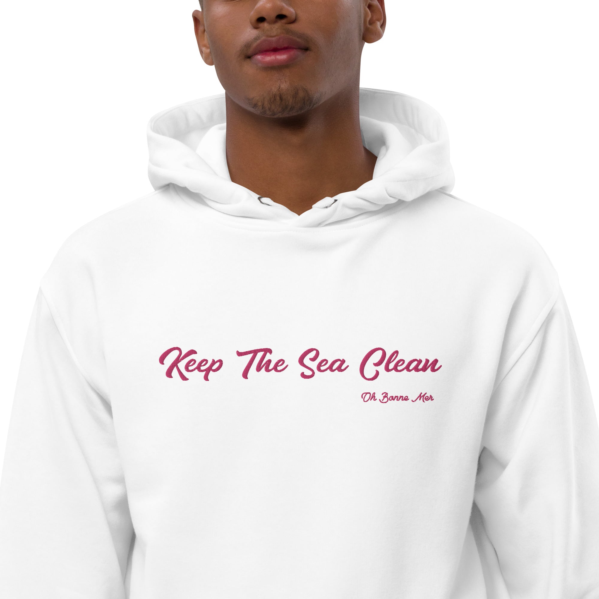 Premium eco hoodie Keep the Sea Clean Flamingo embroidered pattern