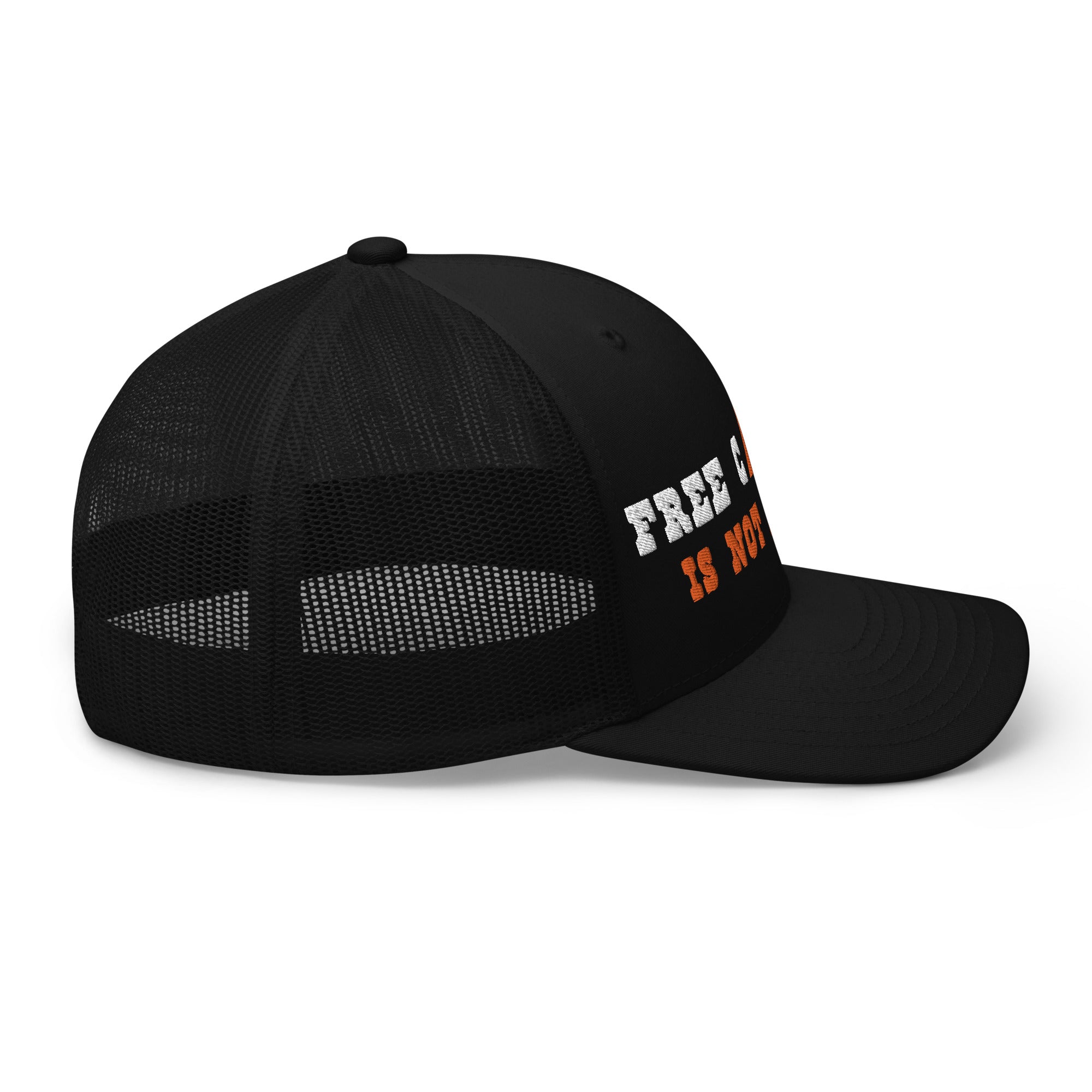 Two-Tone Retro Trucker Cap Free camping is not a crime white/orange