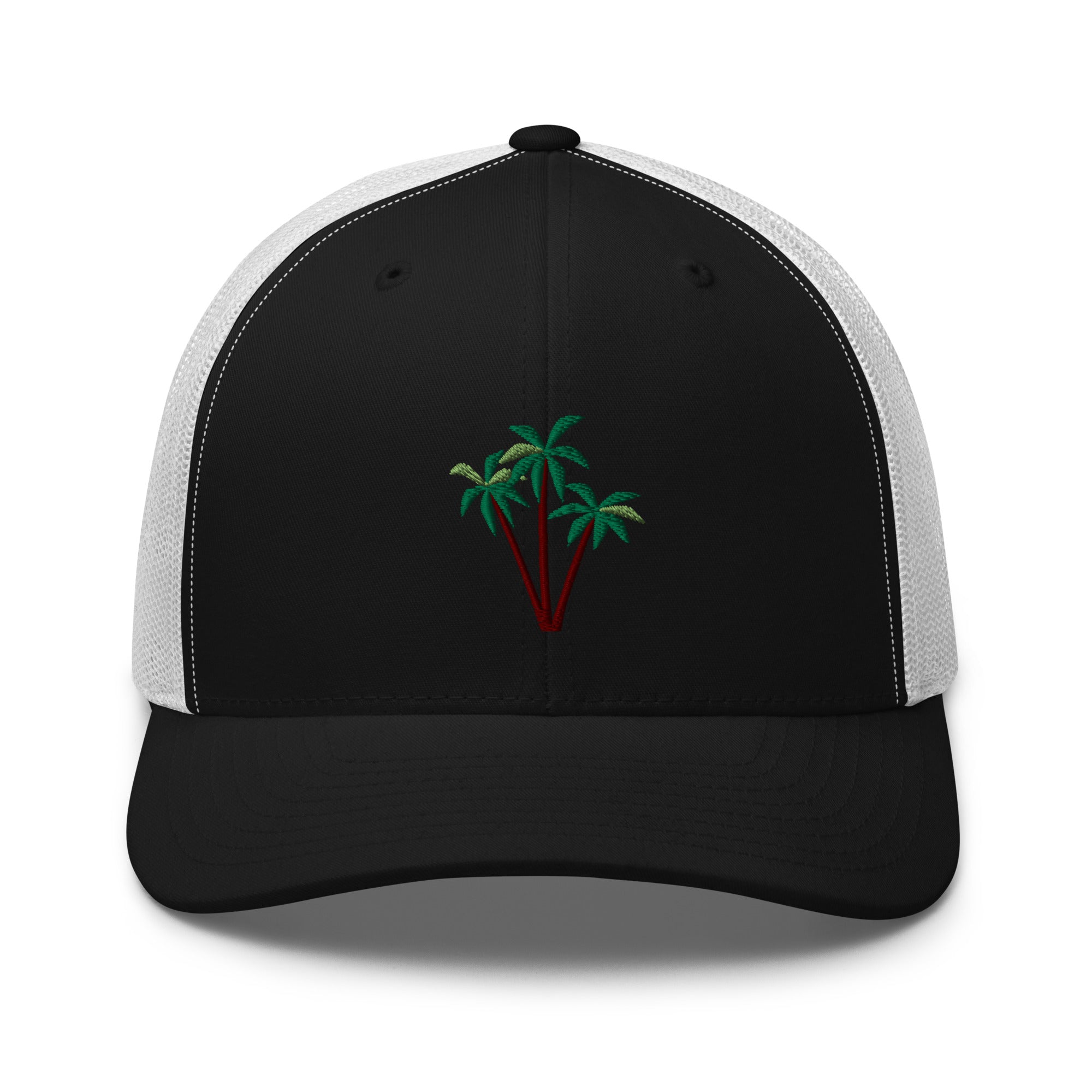 Two-Tone Retro Trucker Cap Three Palm Trees