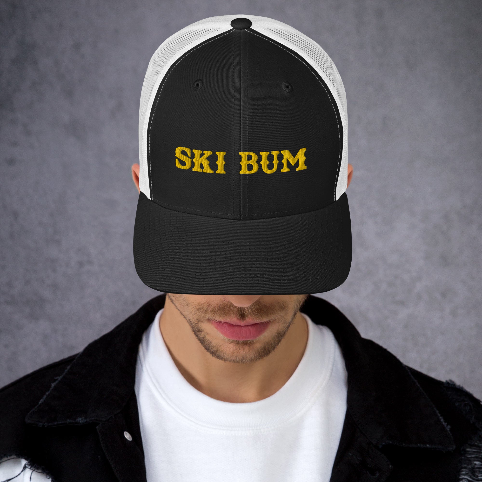 Two-Tone Retro Trucker Cap Ski Bum Gold