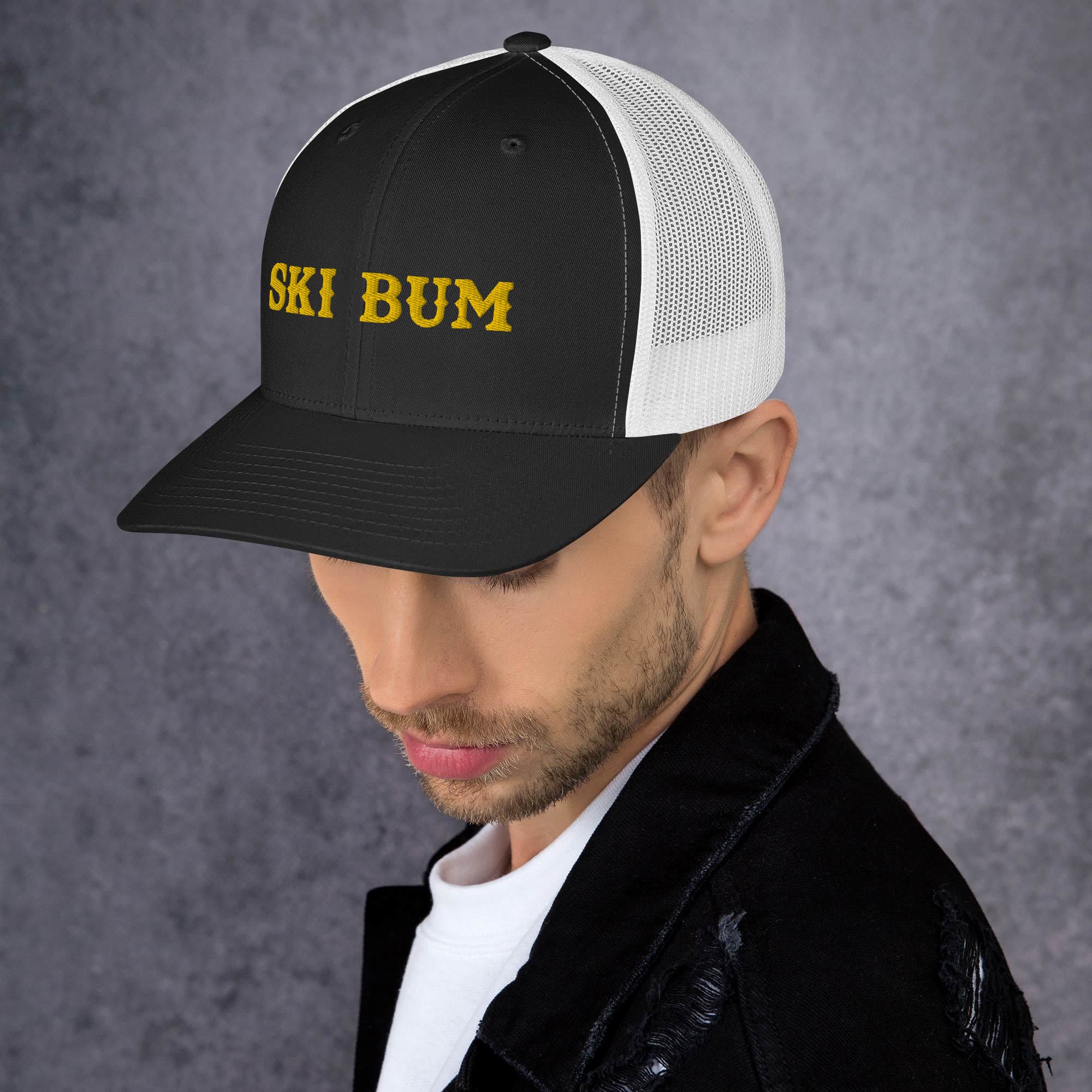 Two-Tone Retro Trucker Cap Ski Bum Gold