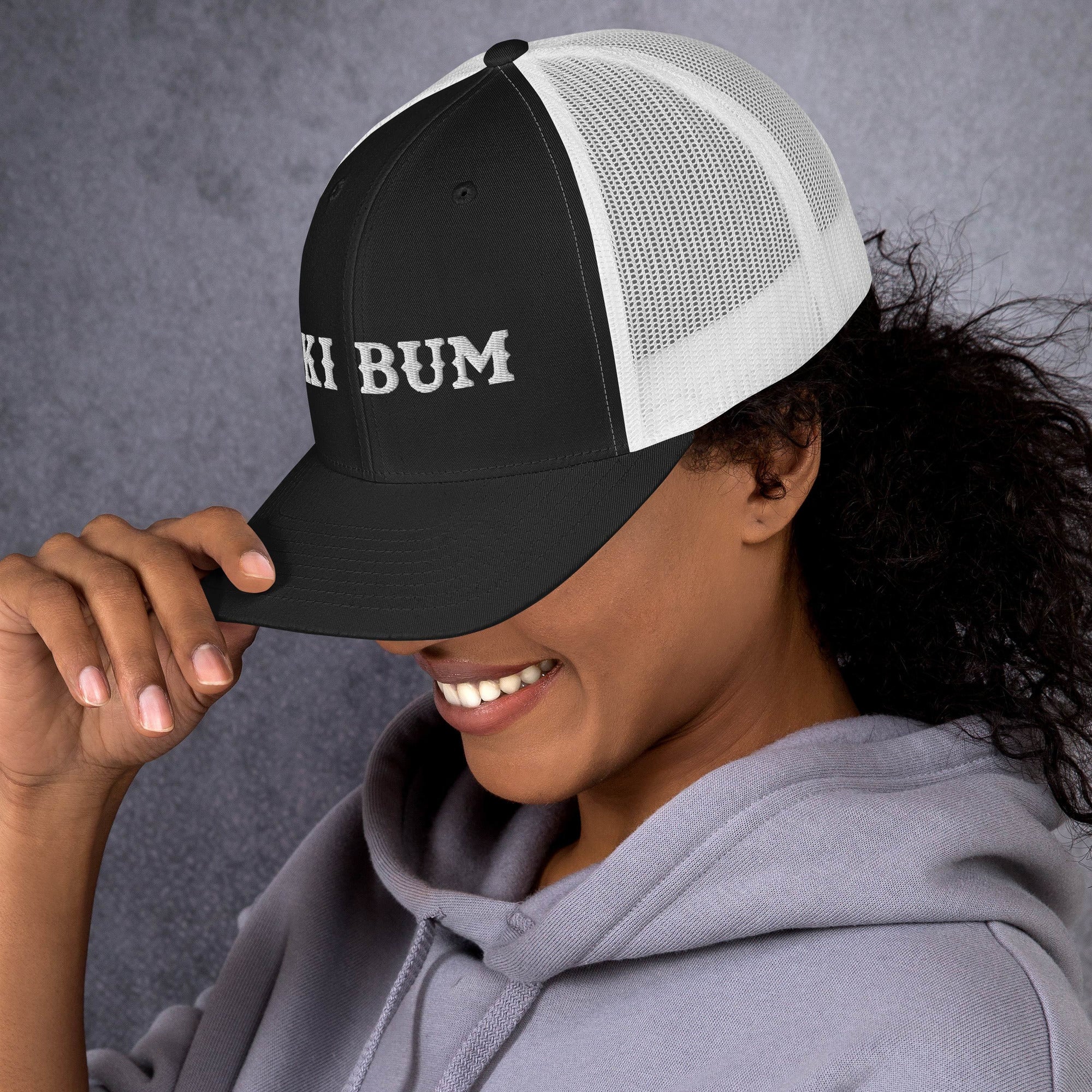 Two-Tone Retro Trucker Cap Ski Bum White