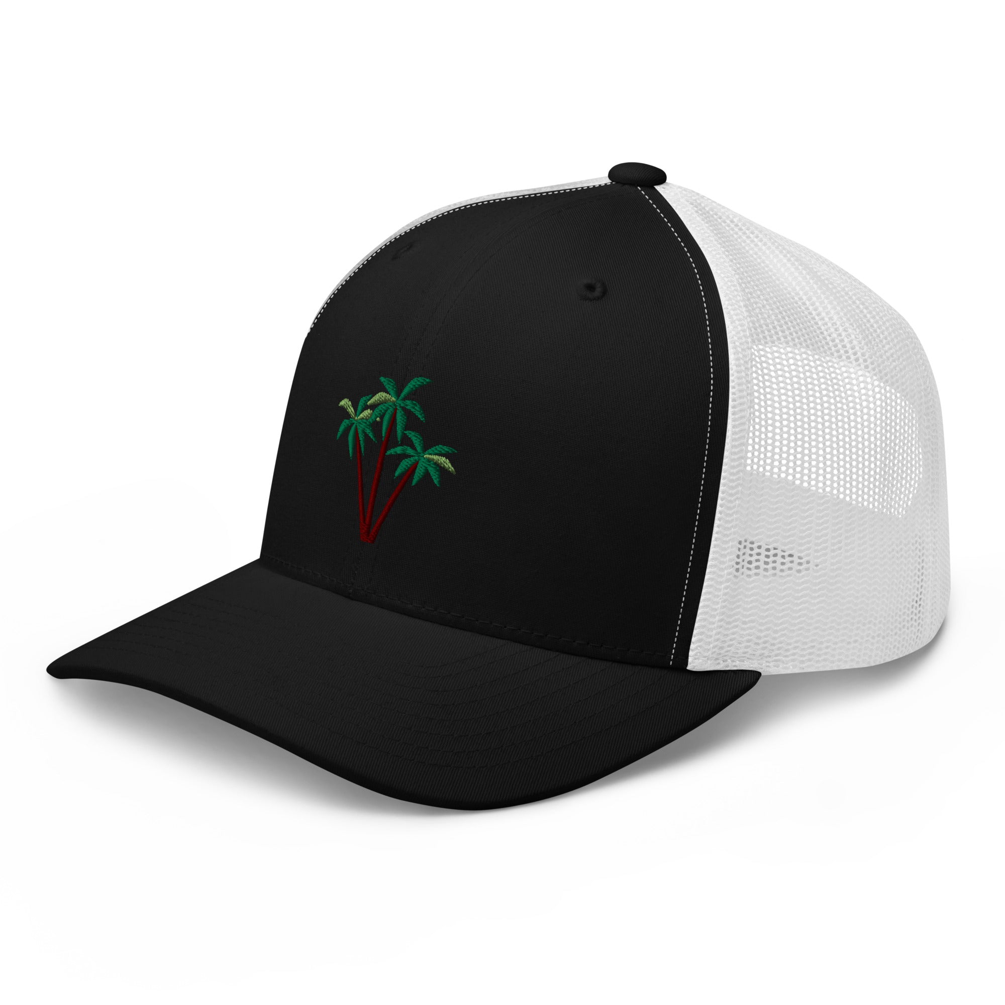 Two-Tone Retro Trucker Cap Three Palm Trees