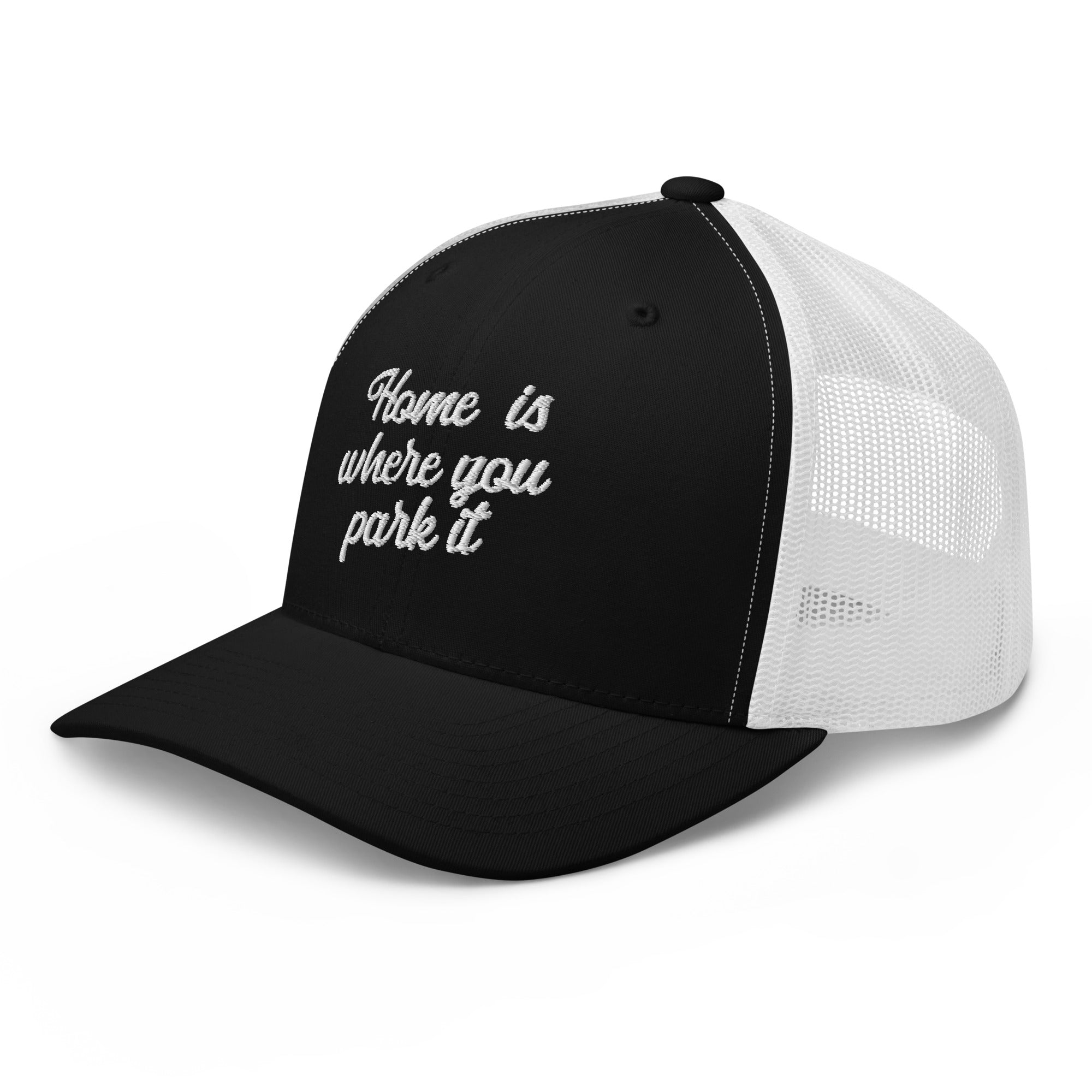 Casquette trucker rétro bicolore Home is where you park it white