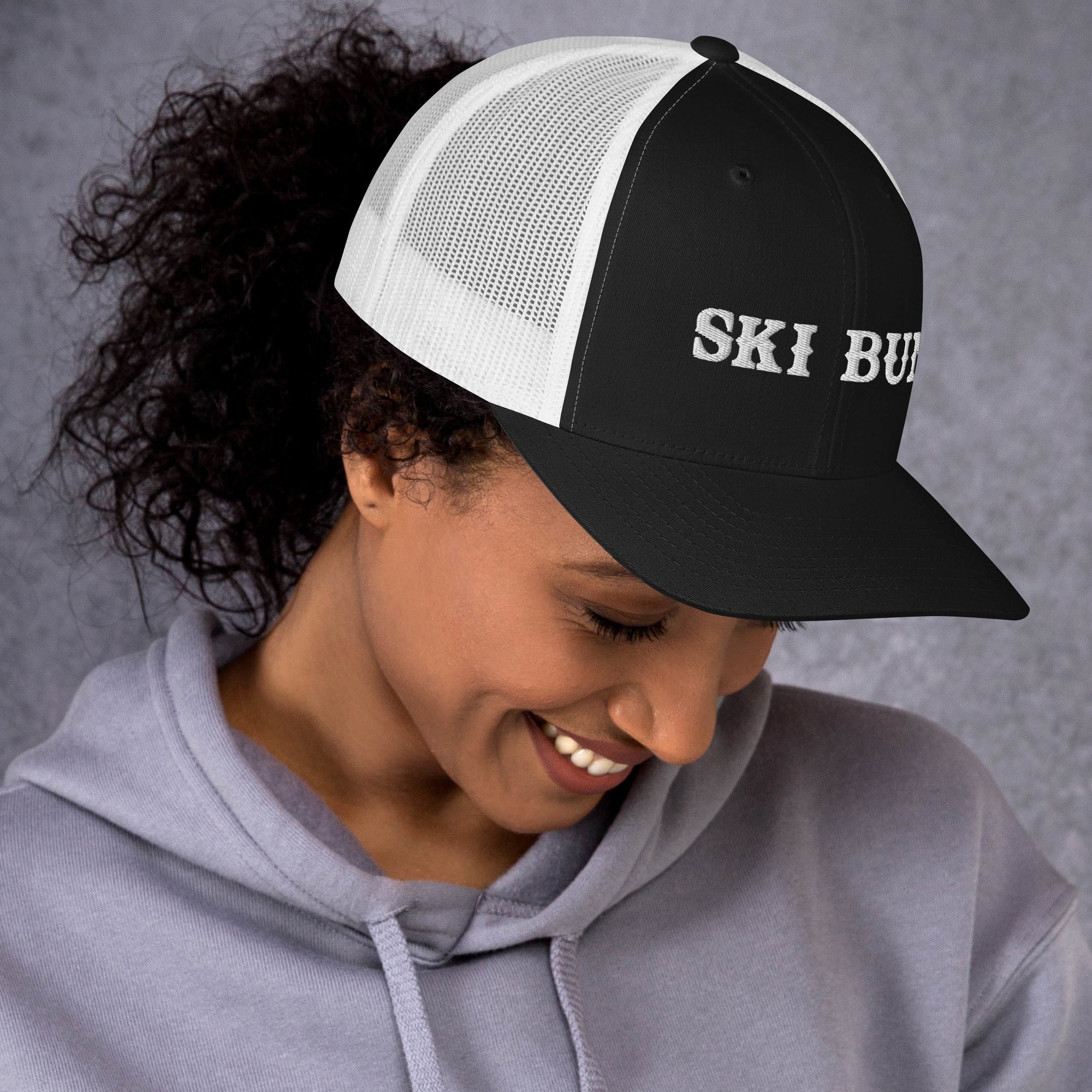 Two-Tone Retro Trucker Cap Ski Bum White