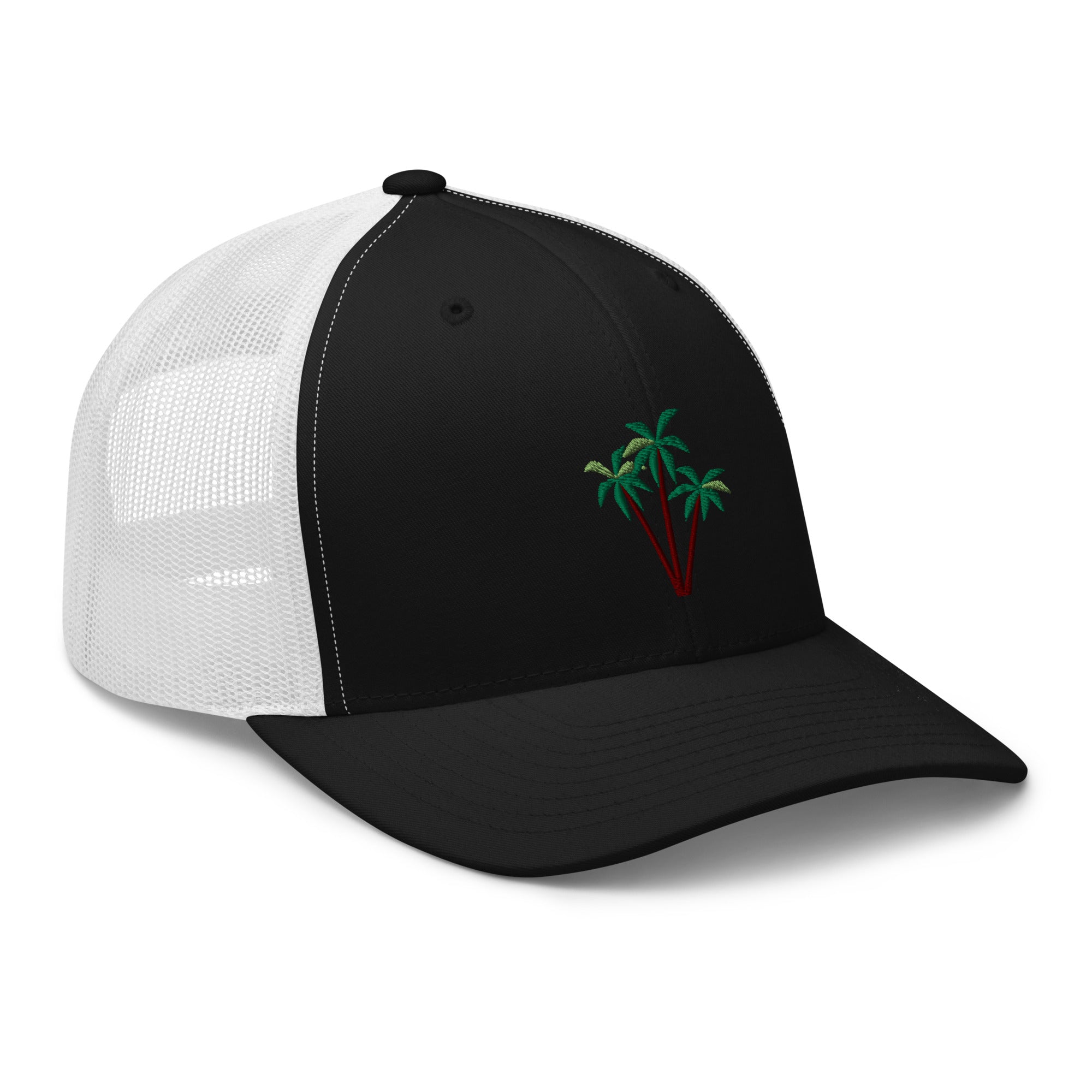 Two-Tone Retro Trucker Cap Three Palm Trees