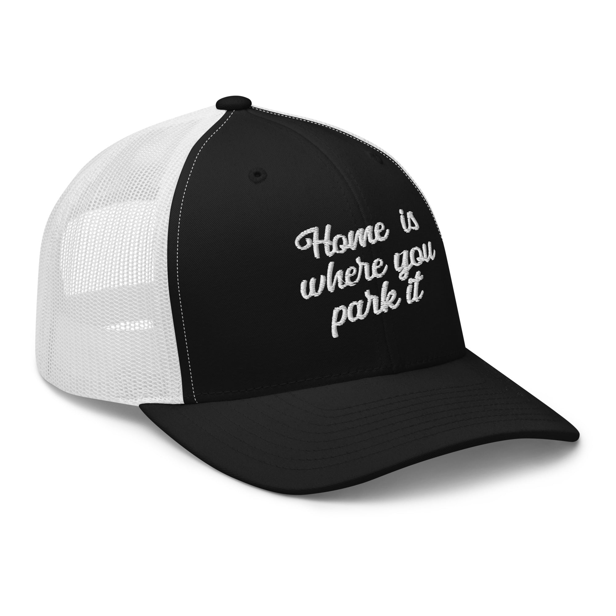 Casquette trucker rétro bicolore Home is where you park it white