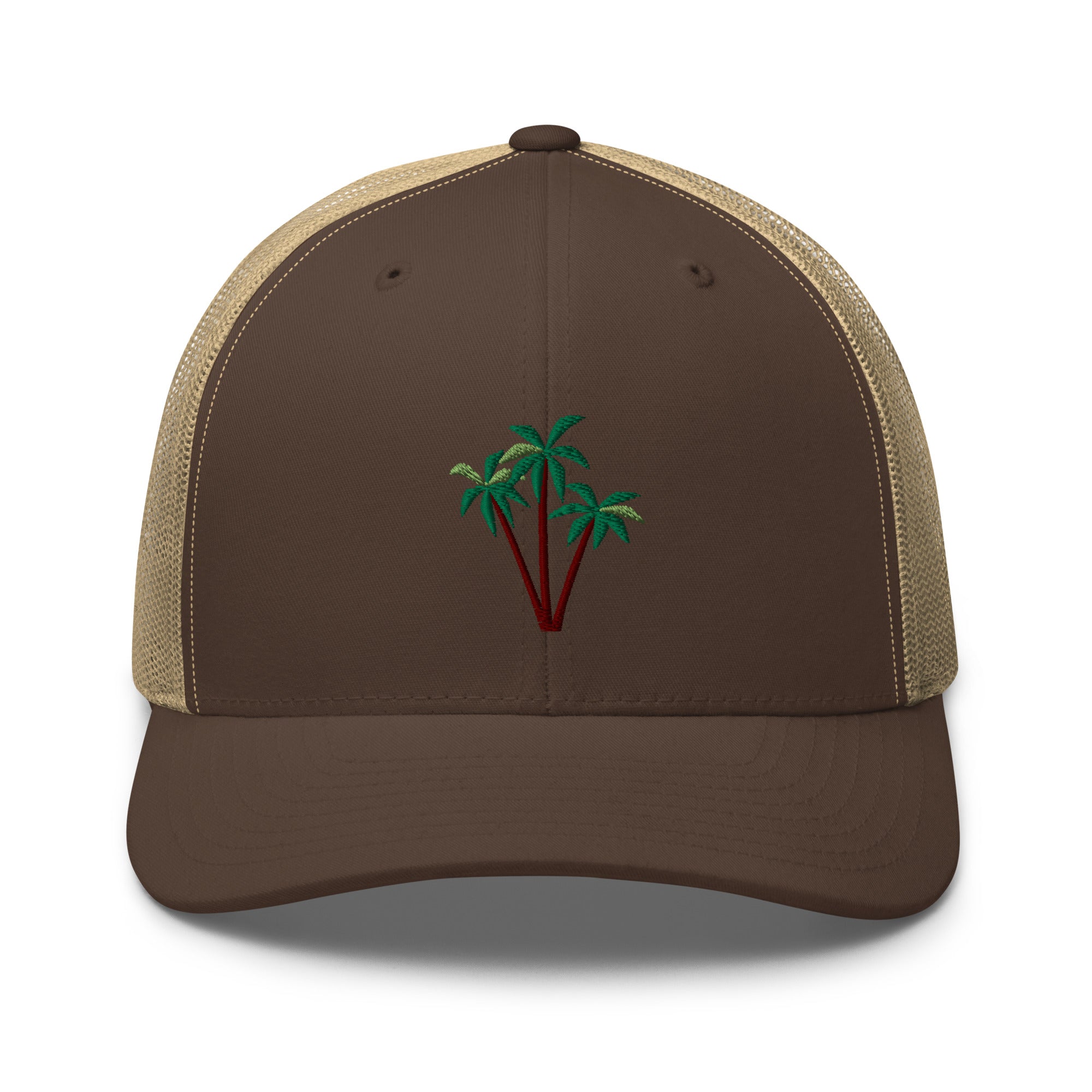 Two-Tone Retro Trucker Cap Three Palm Trees