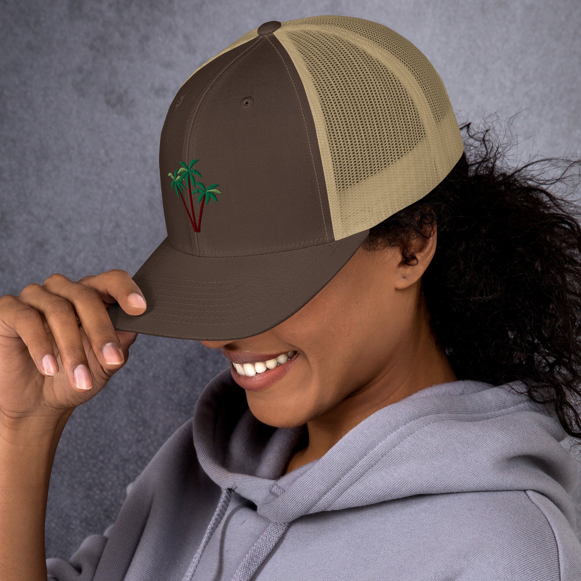 Casquette trucker rétro bicolore Three Palm Trees