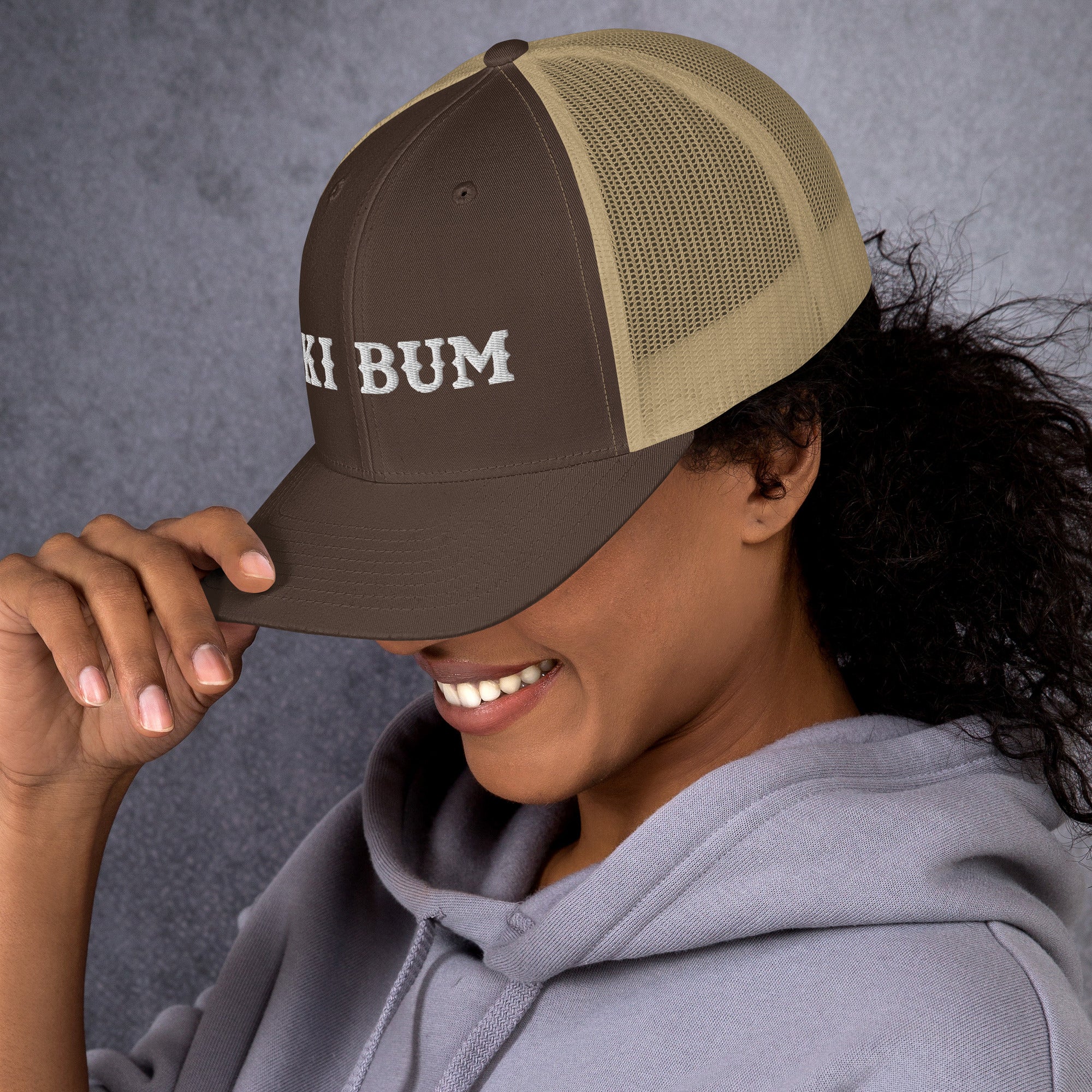 Two-Tone Retro Trucker Cap Ski Bum White