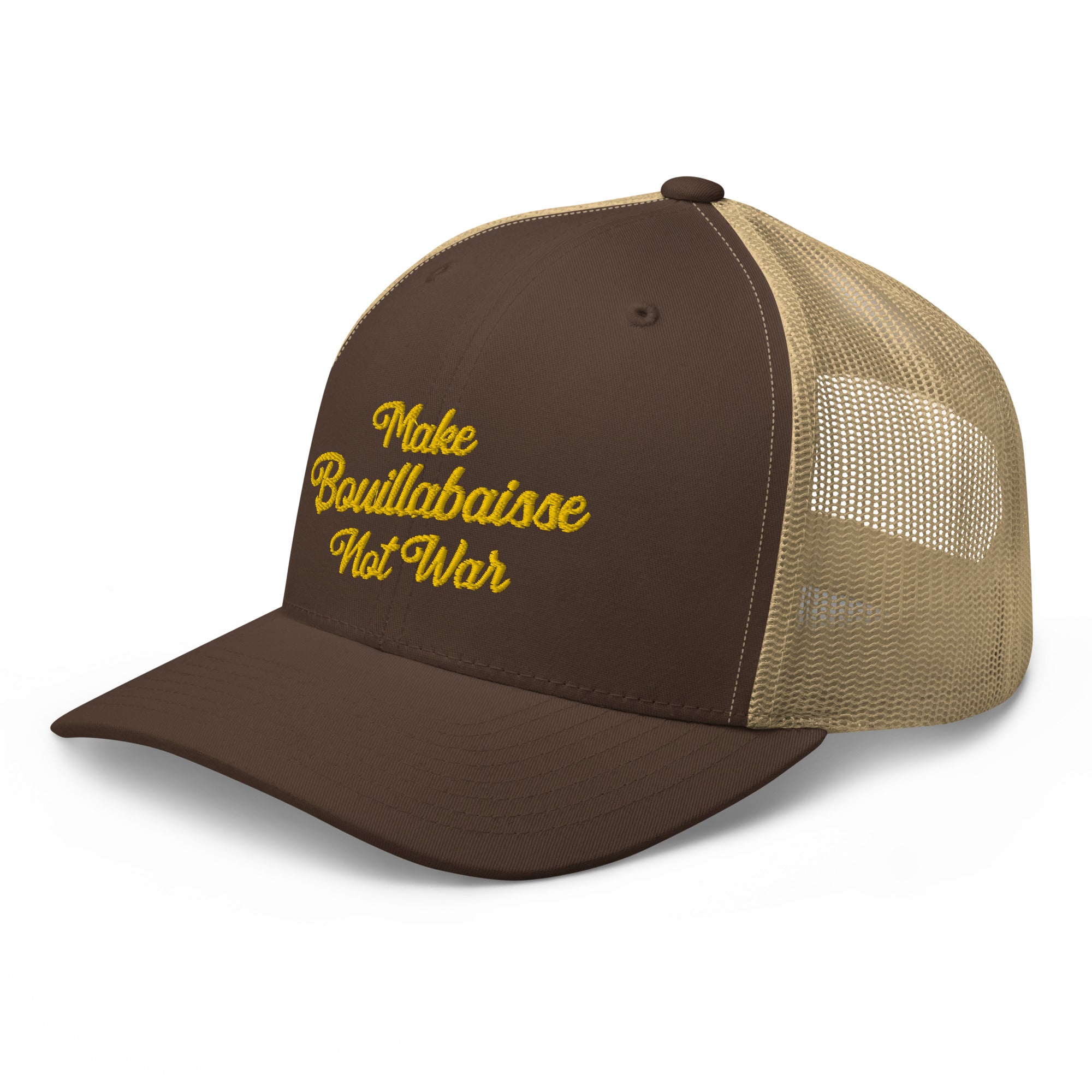 Casquette trucker rétro bicolore Make Bouillabaisse Not War