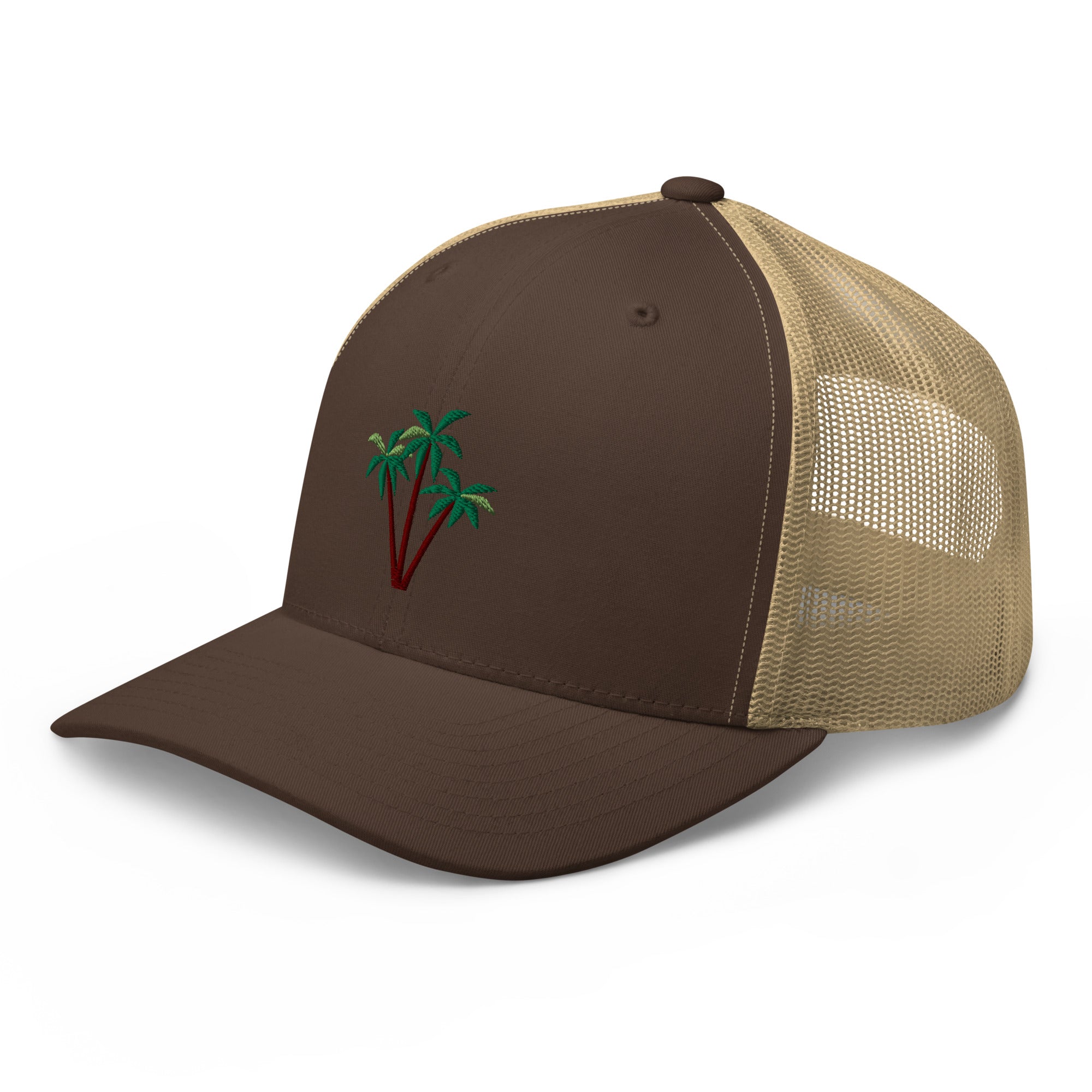 Two-Tone Retro Trucker Cap Three Palm Trees