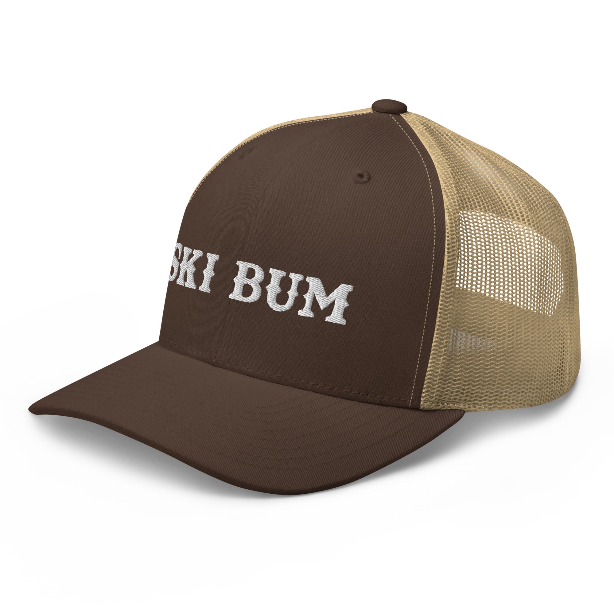 Two-Tone Retro Trucker Cap Ski Bum White