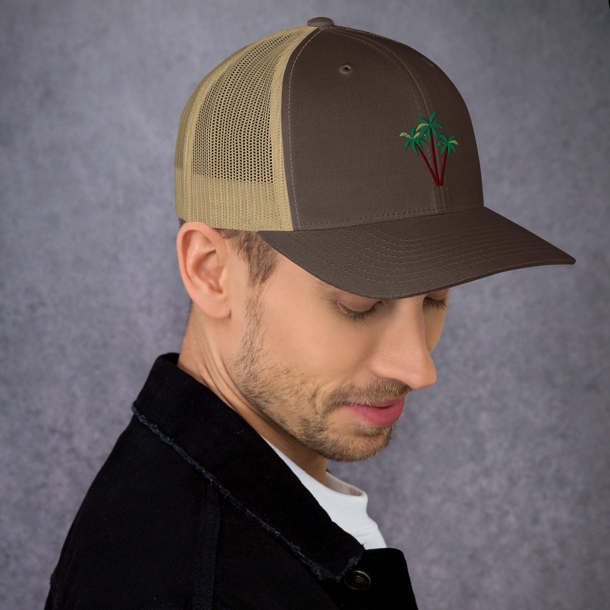 Casquette trucker rétro bicolore Three Palm Trees