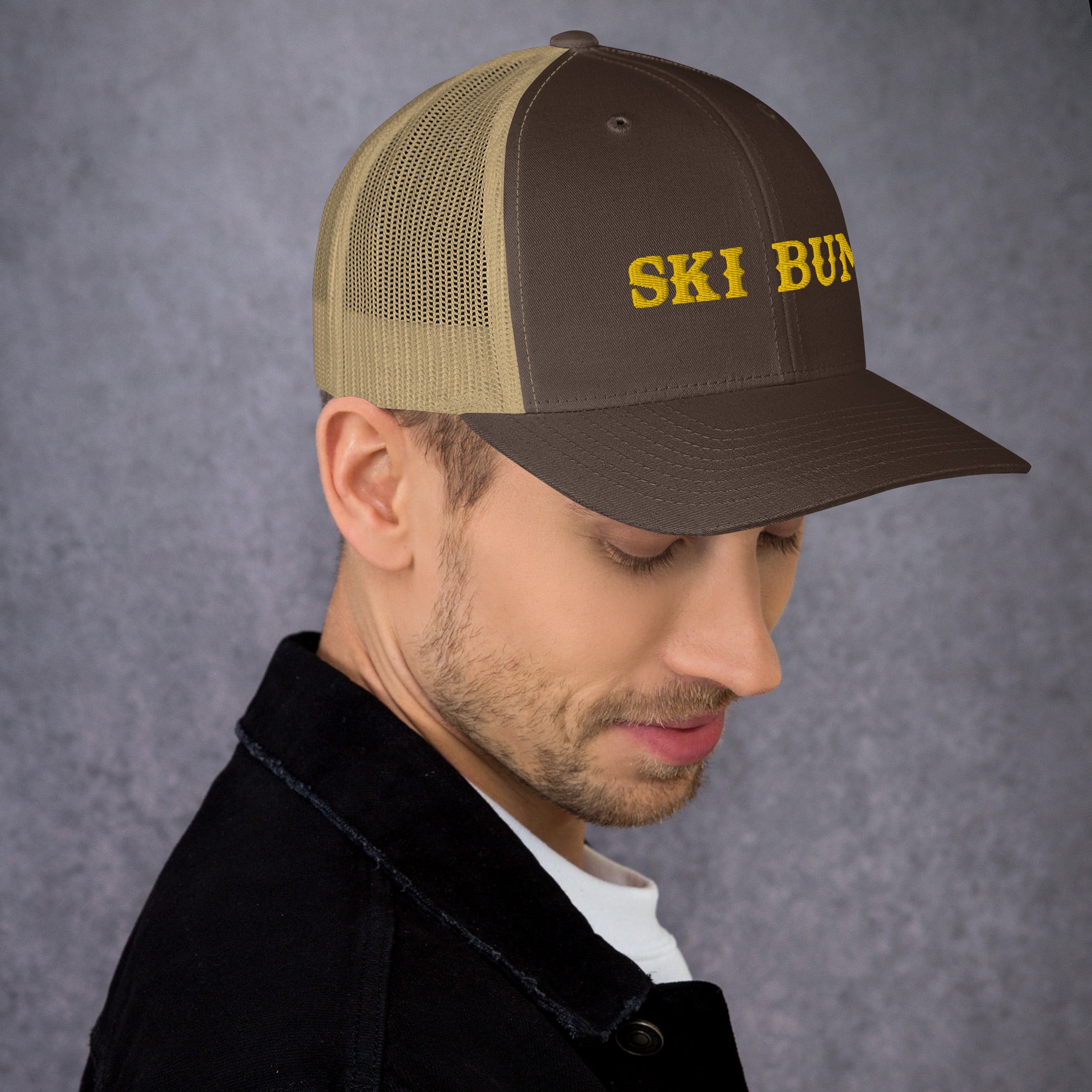 Two-Tone Retro Trucker Cap Ski Bum Gold