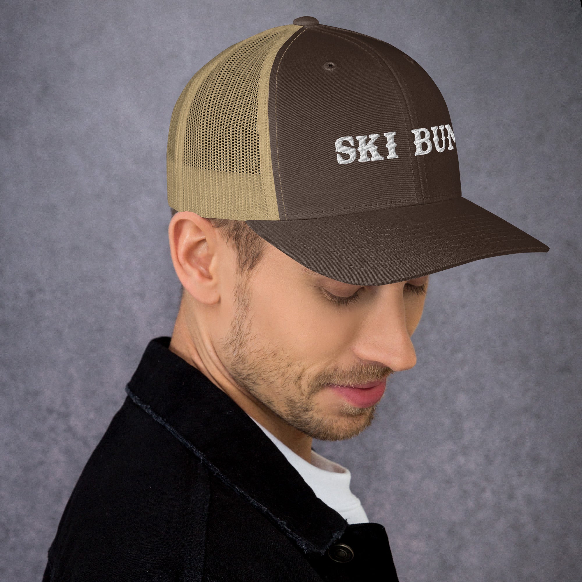 Two-Tone Retro Trucker Cap Ski Bum White