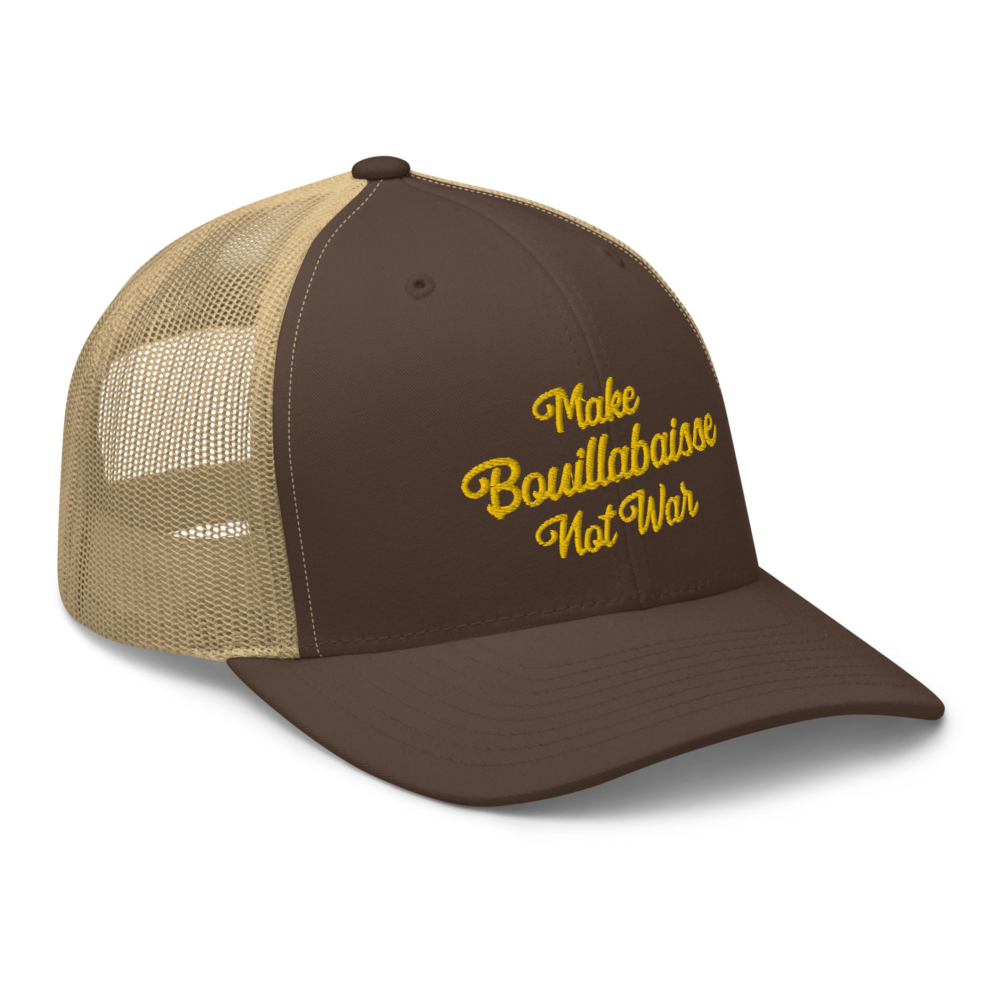 Casquette trucker rétro bicolore Make Bouillabaisse Not War