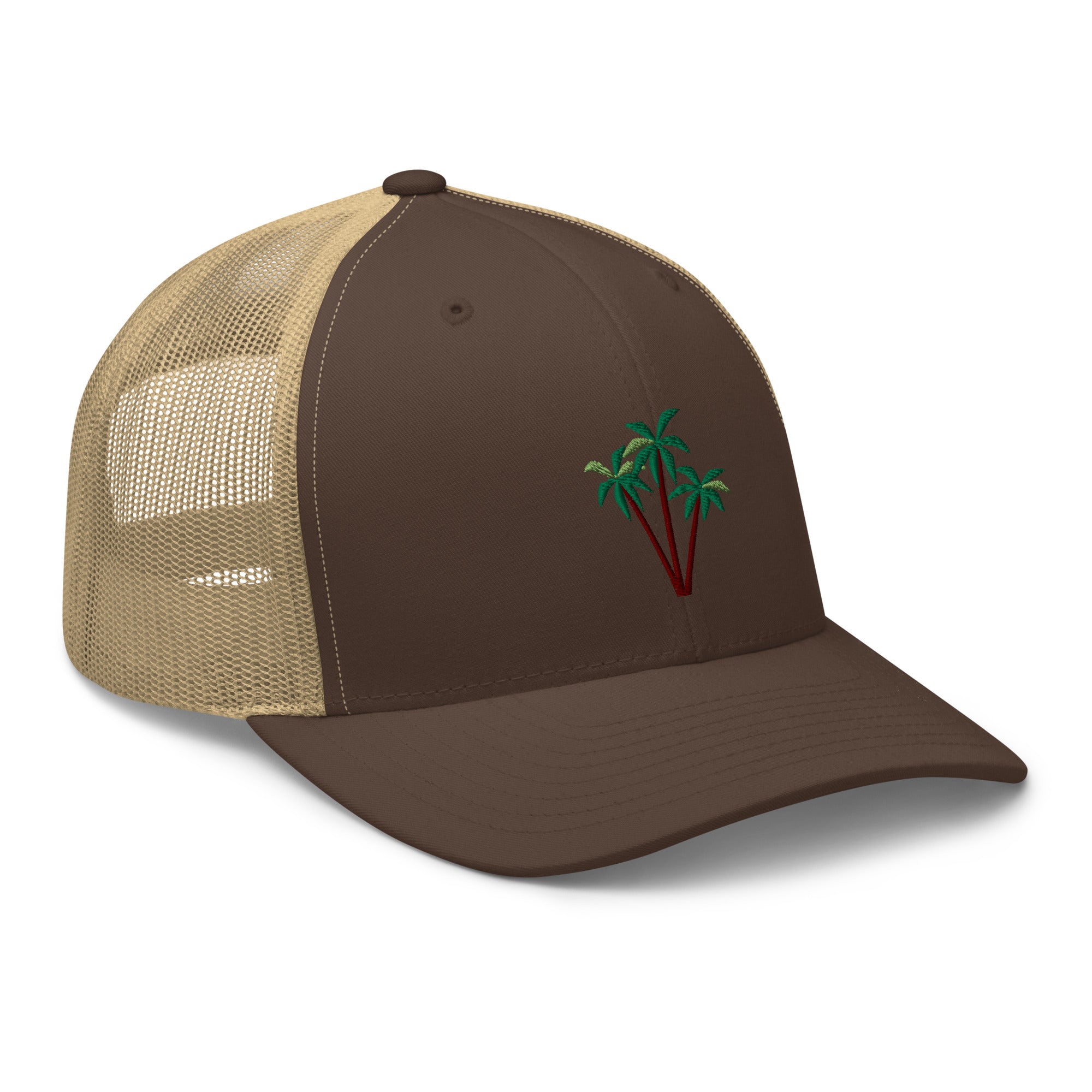 Two-Tone Retro Trucker Cap Three Palm Trees