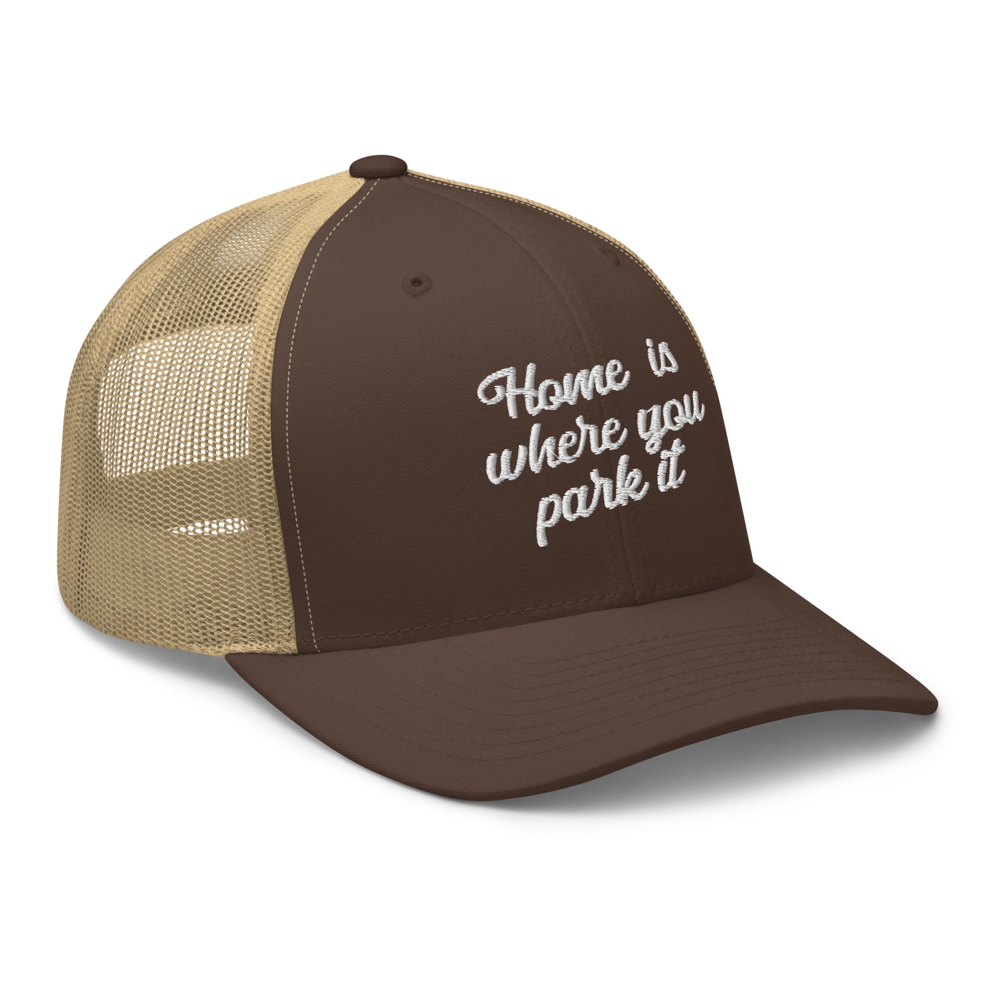 Two-Tone Retro Trucker Cap Home is where you park it white