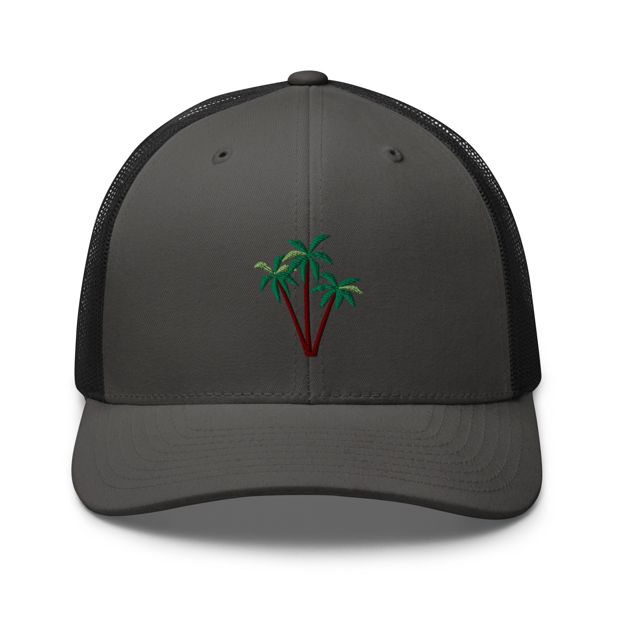 Two-Tone Retro Trucker Cap Three Palm Trees