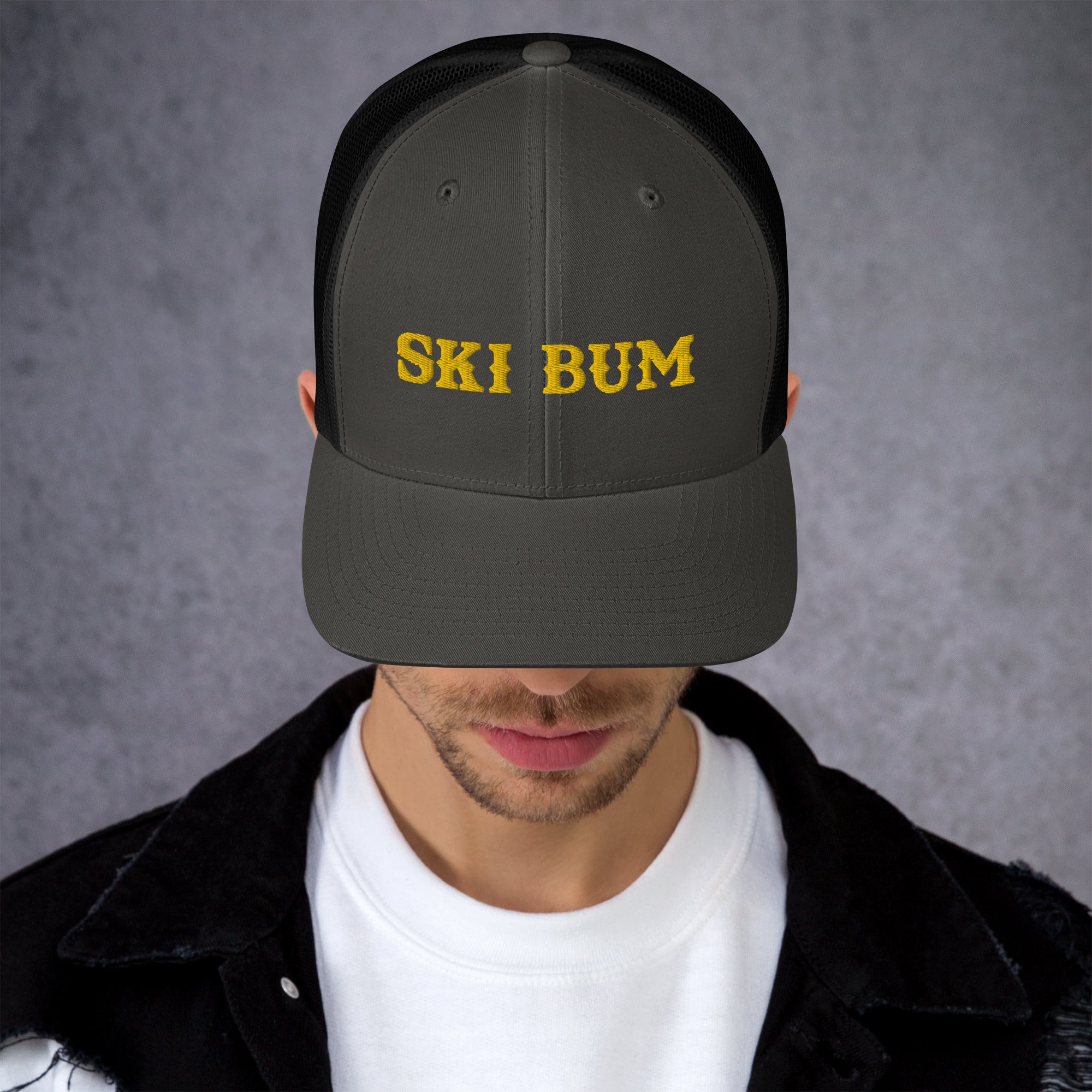 Two-Tone Retro Trucker Cap Ski Bum Gold