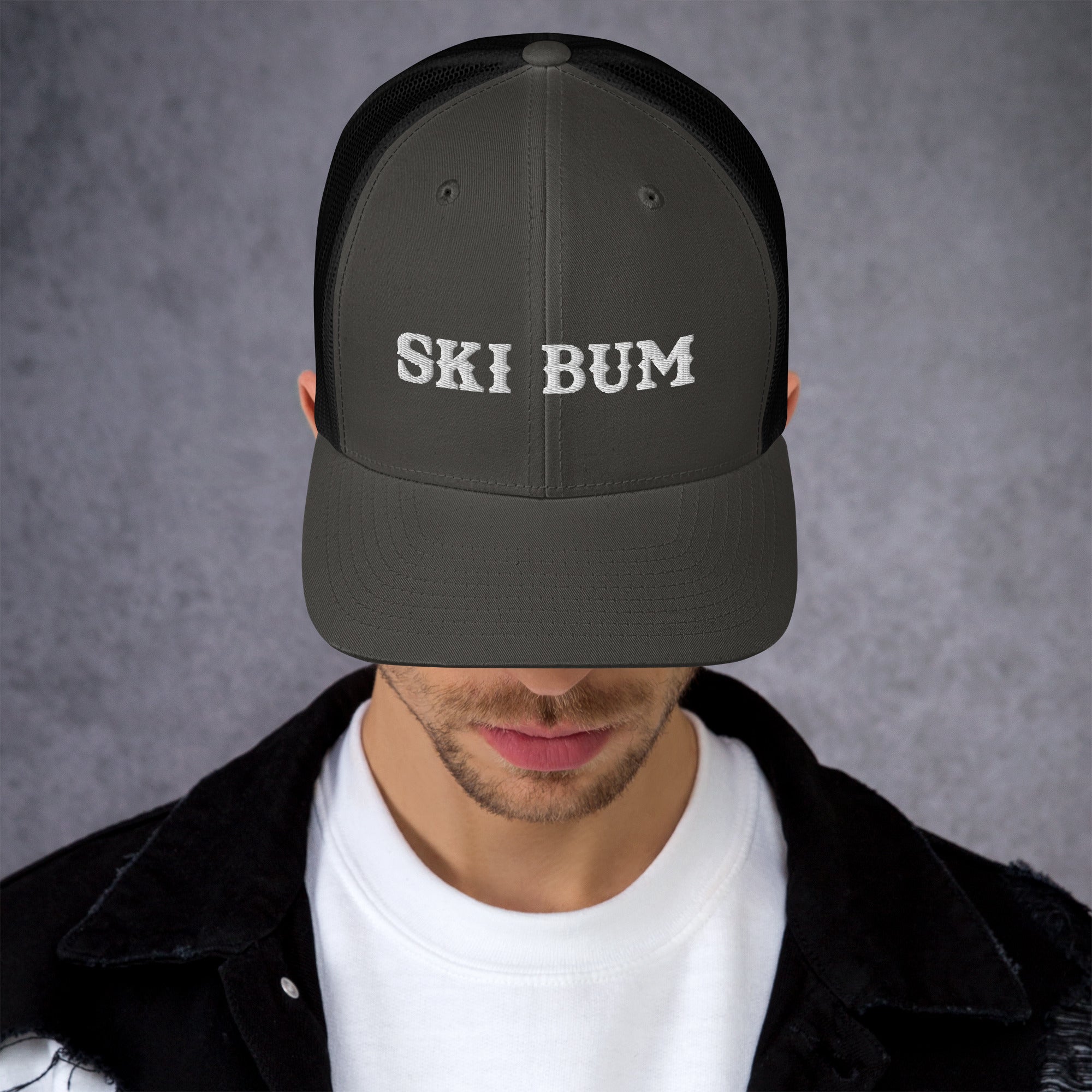 Two-Tone Retro Trucker Cap Ski Bum White