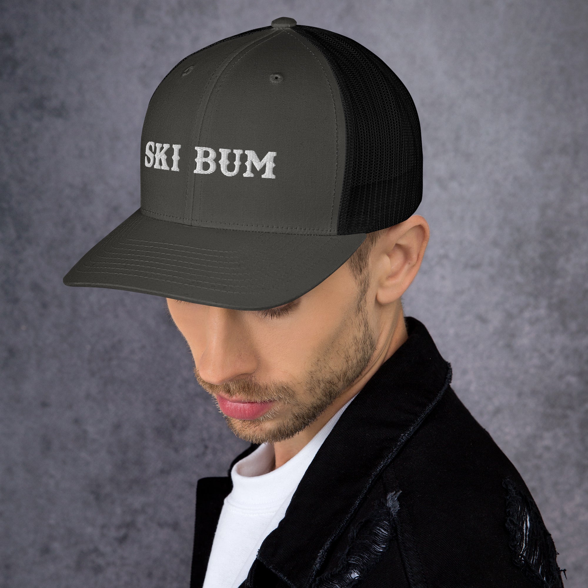 Two-Tone Retro Trucker Cap Ski Bum White