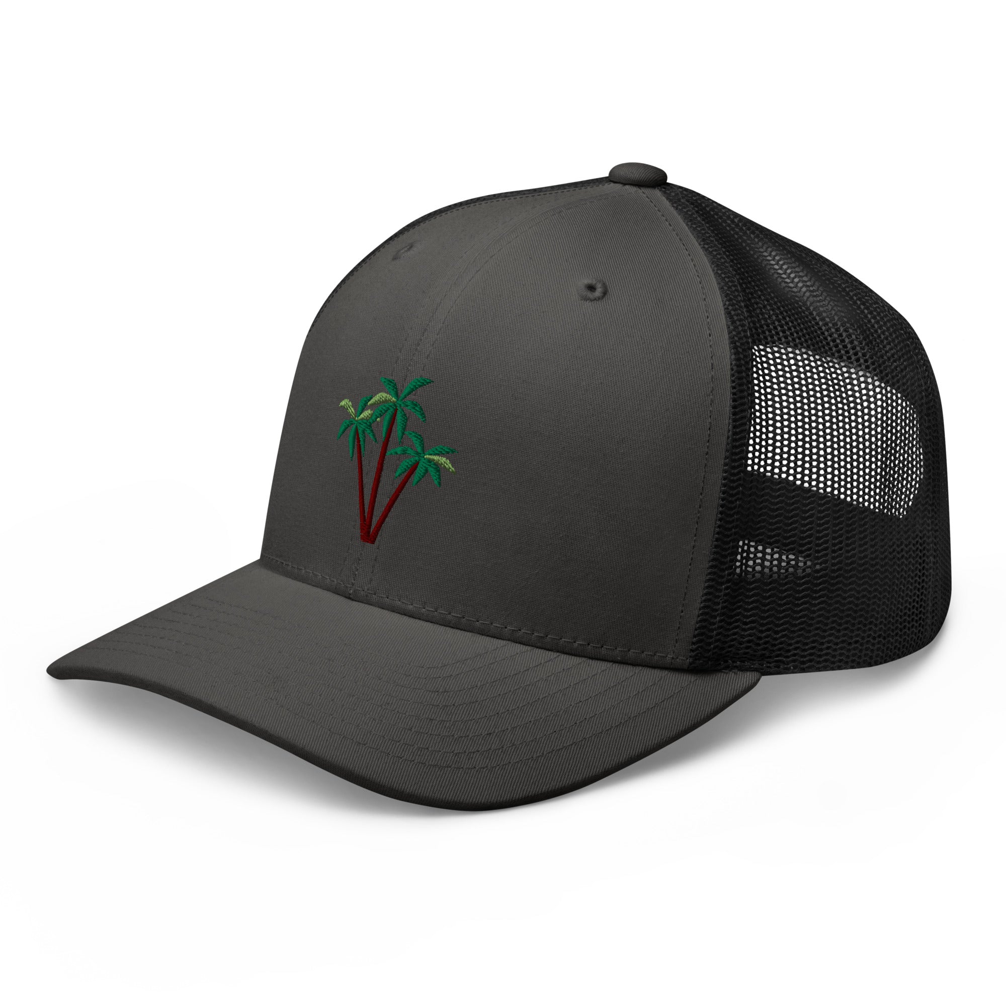 Two-Tone Retro Trucker Cap Three Palm Trees